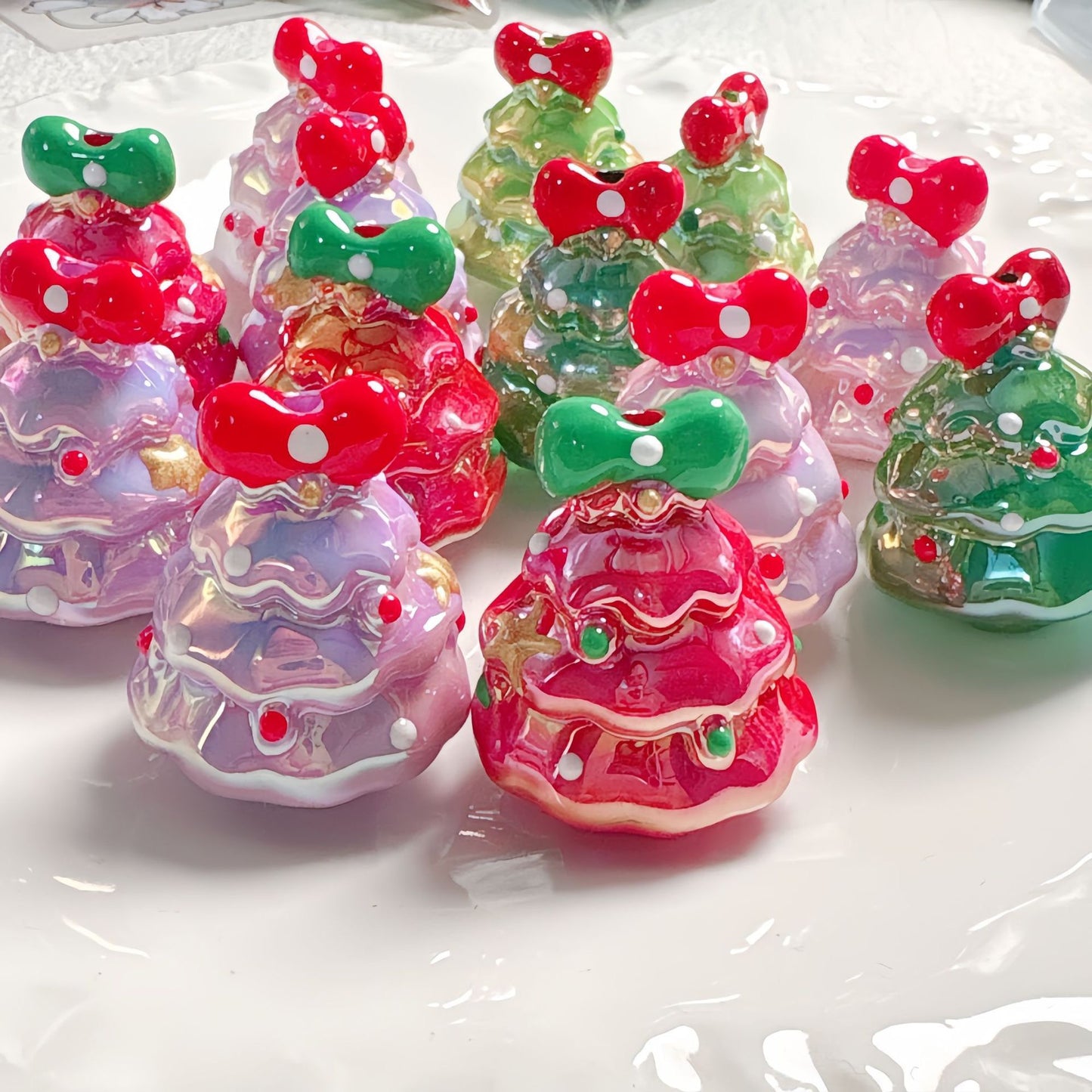 Hand-Painted Beads For Christmas Tree