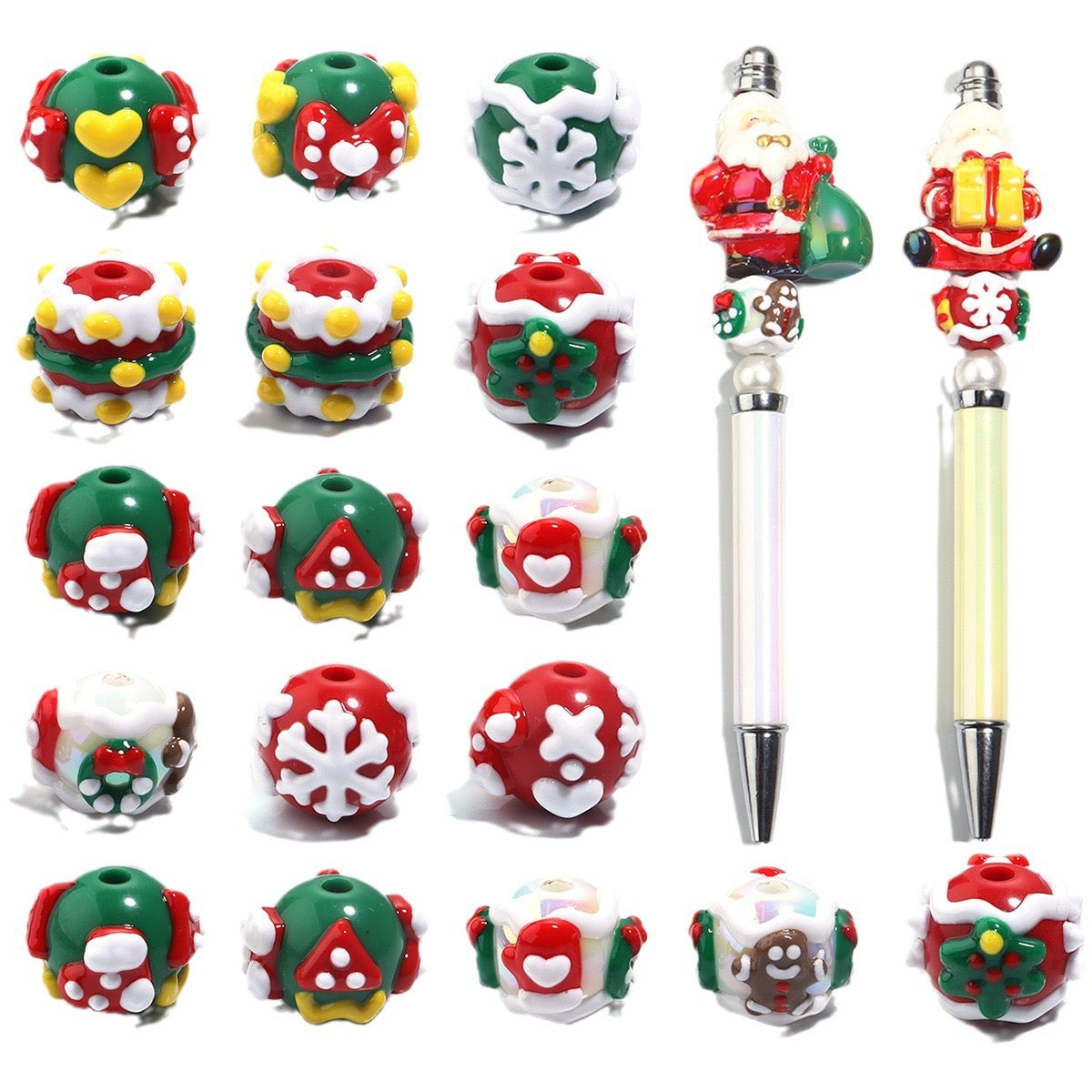 Christmas Collection Of Hand-Painted Beads