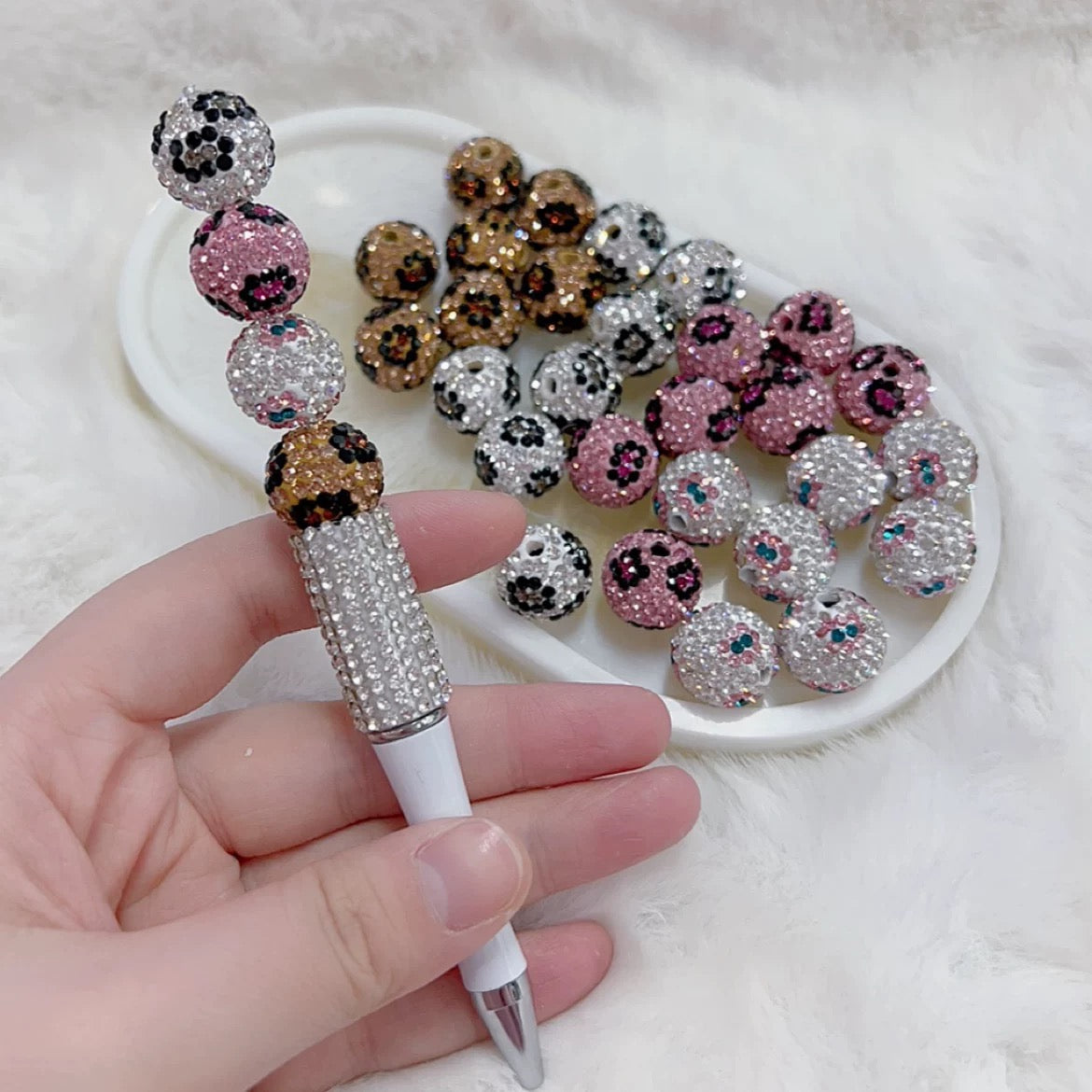 16mm Leopard Print Diamond Beaded