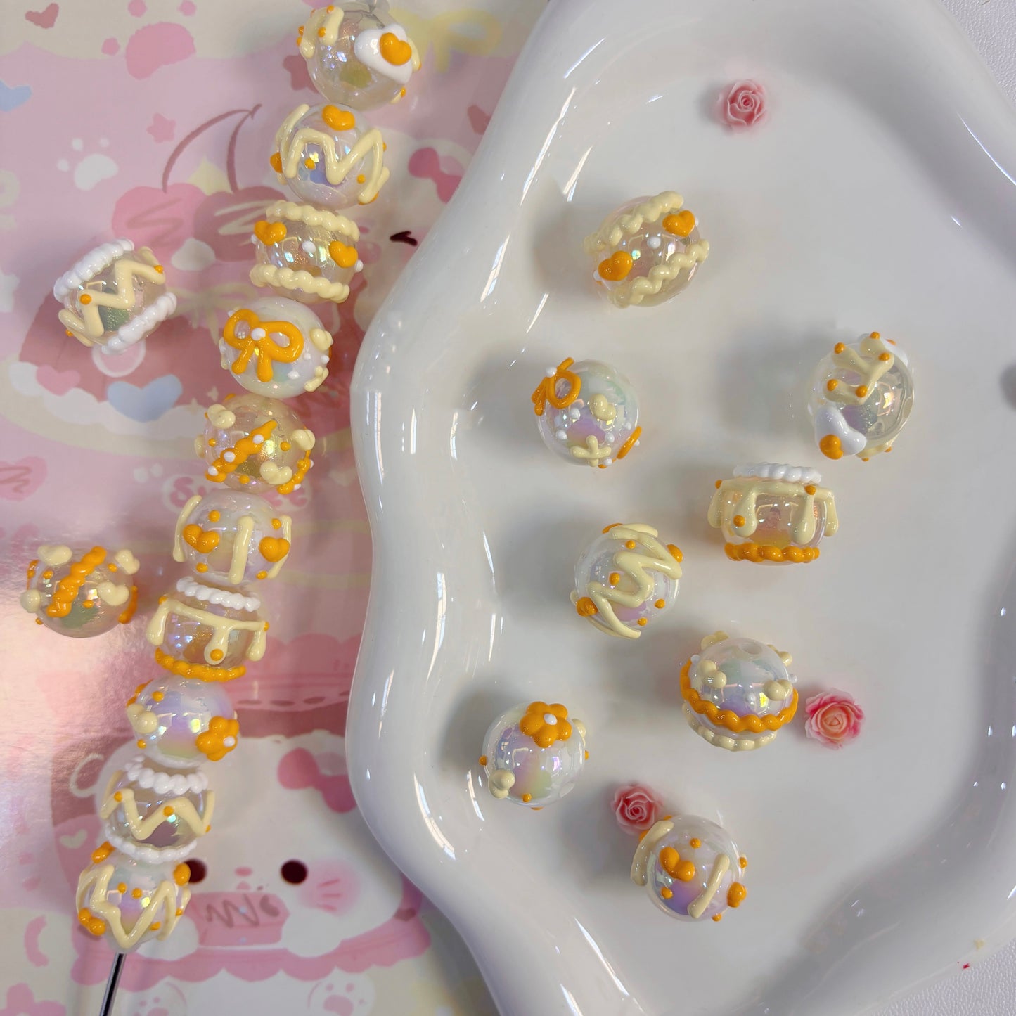 Yellow Hand-Painted Beads