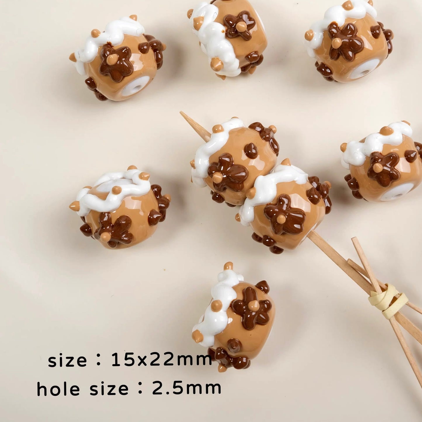 Coffee Color Hand-Painted Beads