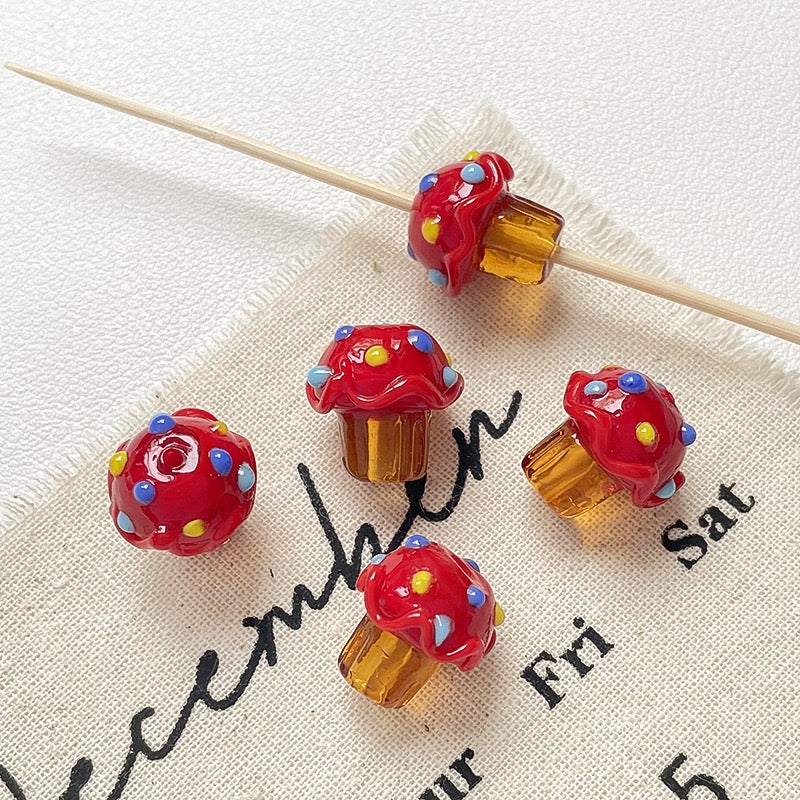 Glass Mushroom Beads