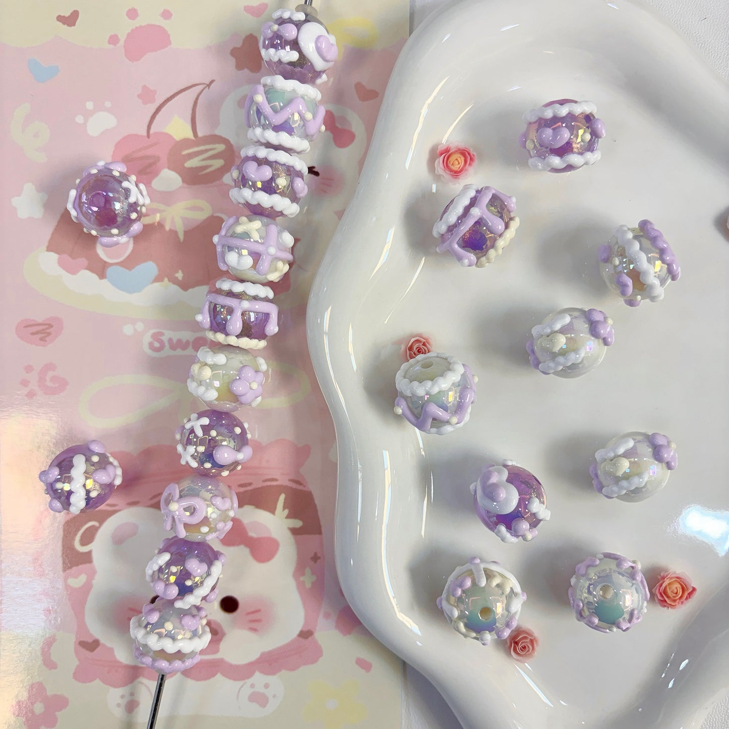 Purple Hand-Painted Beads