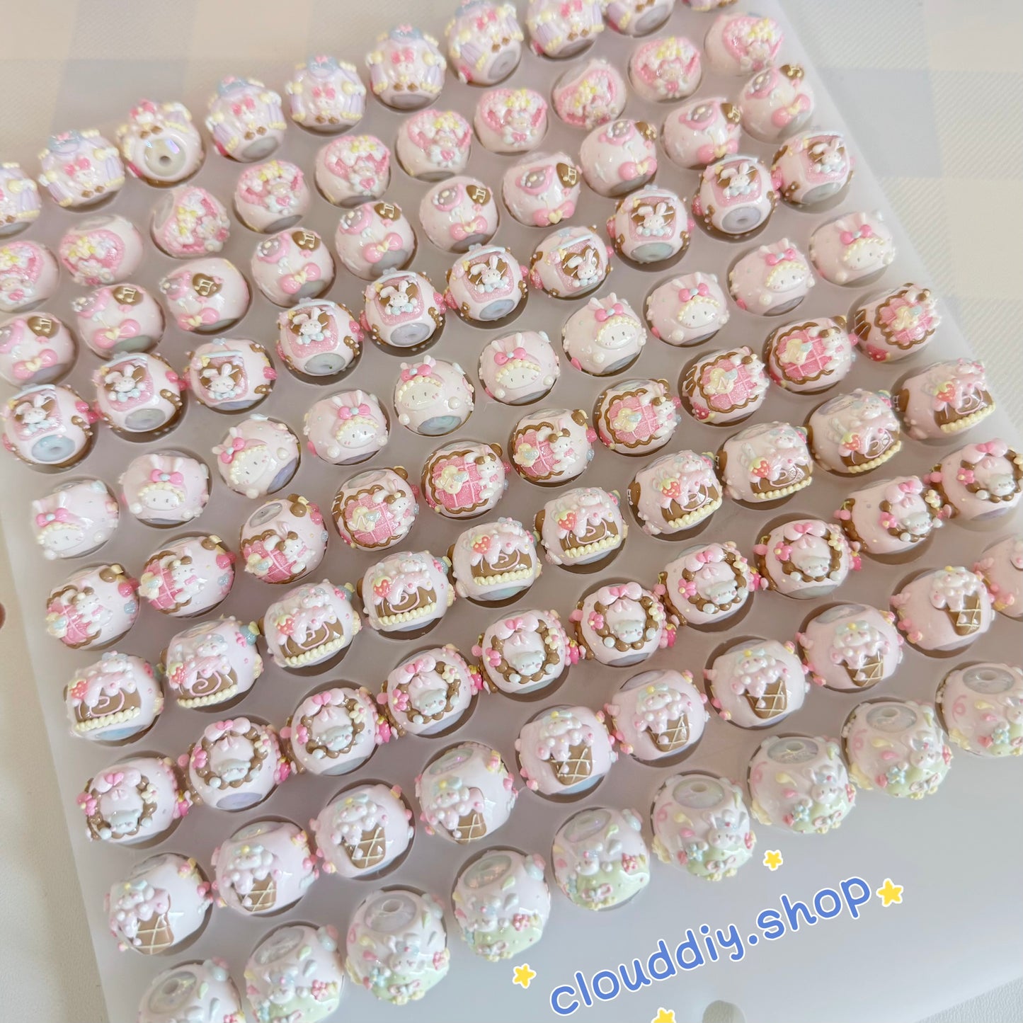 New Pink & Coffee Tone Hand-Painted Beads