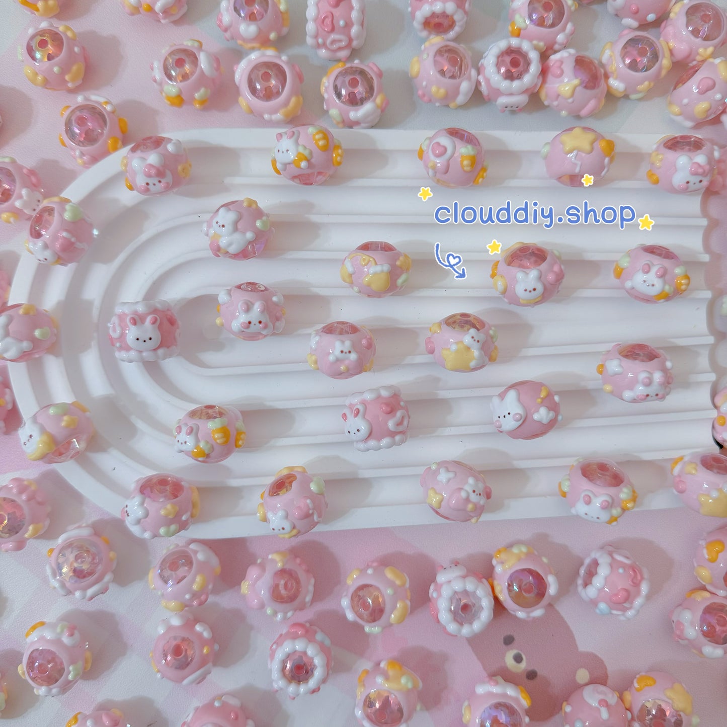Pink Rabbit Hand-Painted Beads – CloudDIY