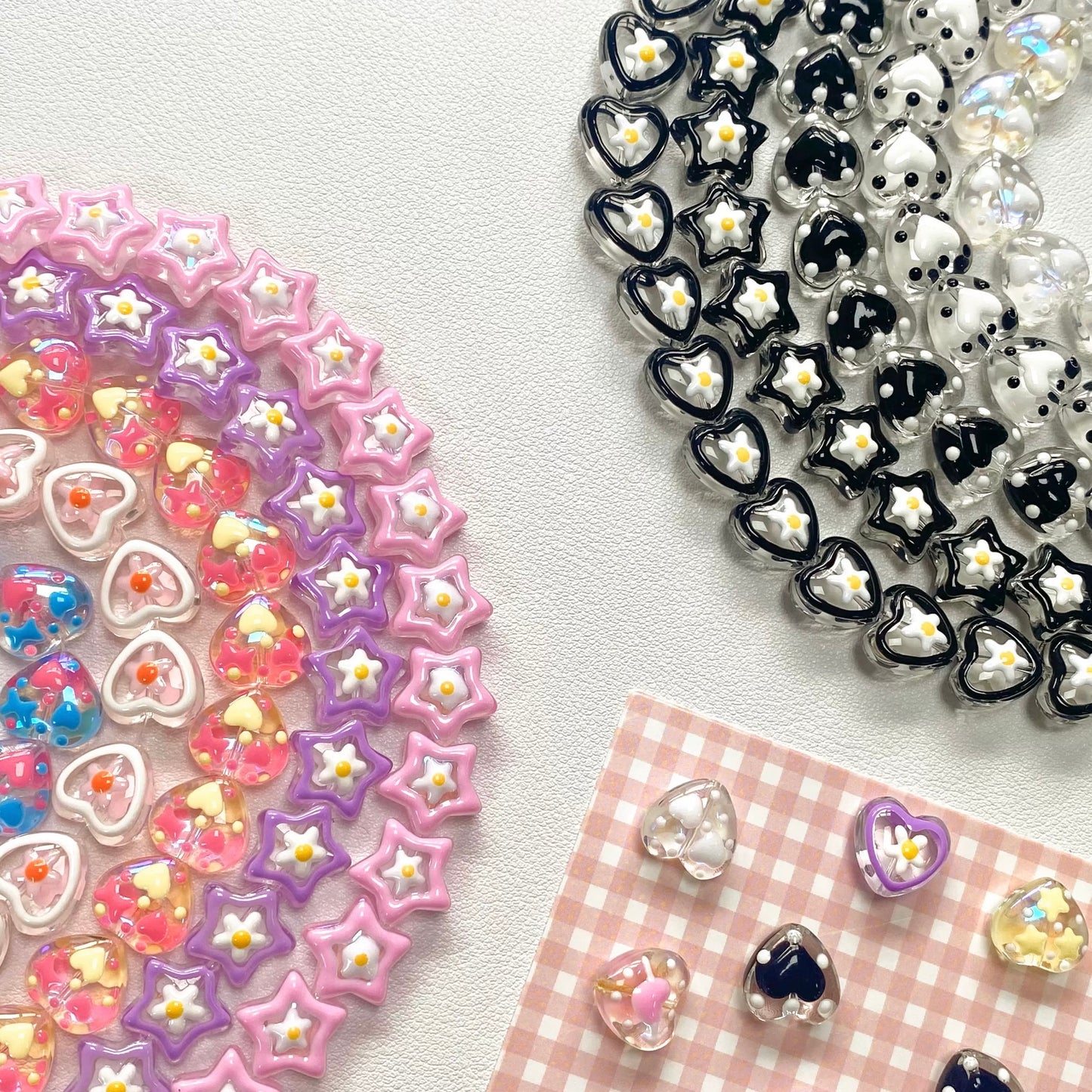 Hand-Painted Star And Heart Beads