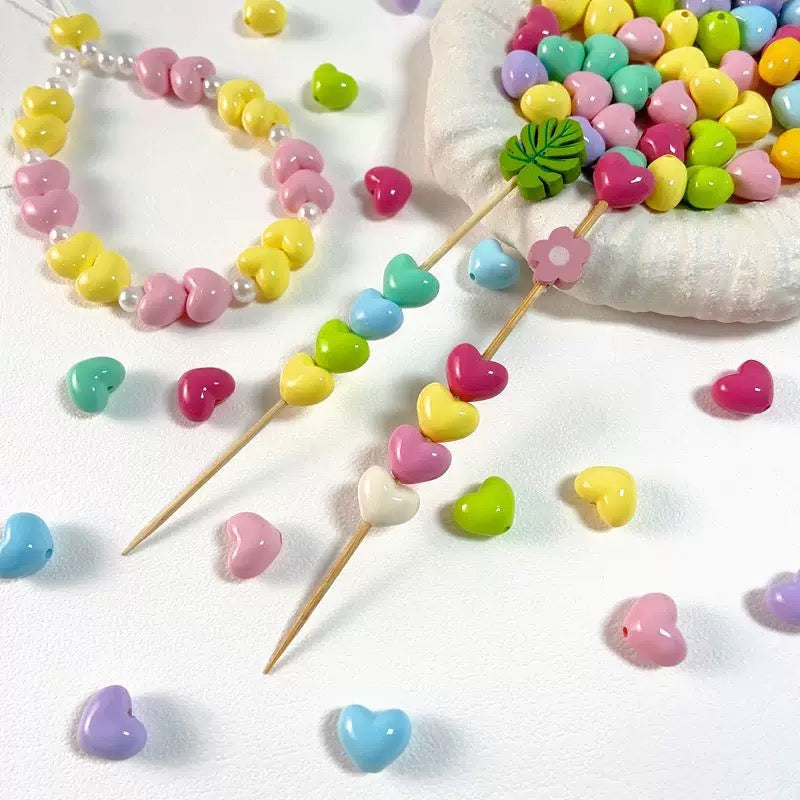 Acrylic Heart-Shaped Beads