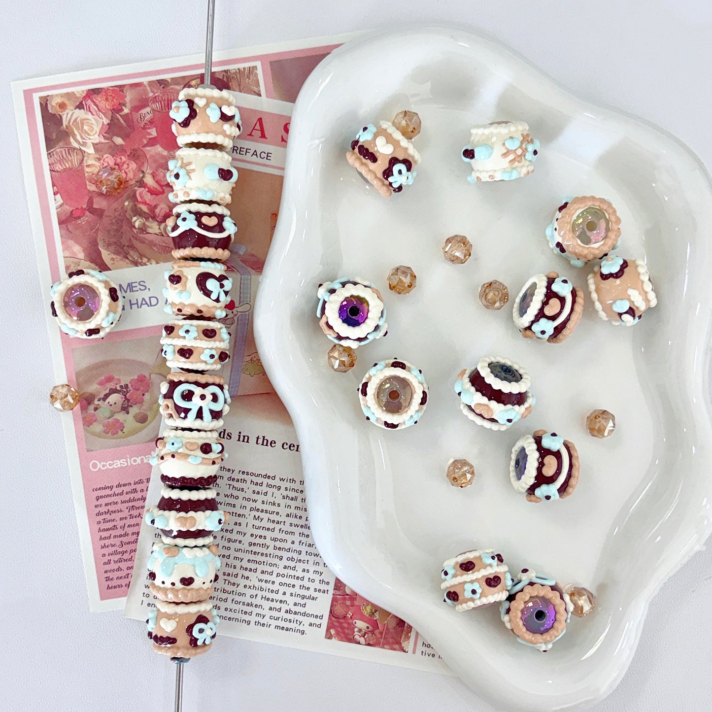 Coffee Color Hand-Painted Beads