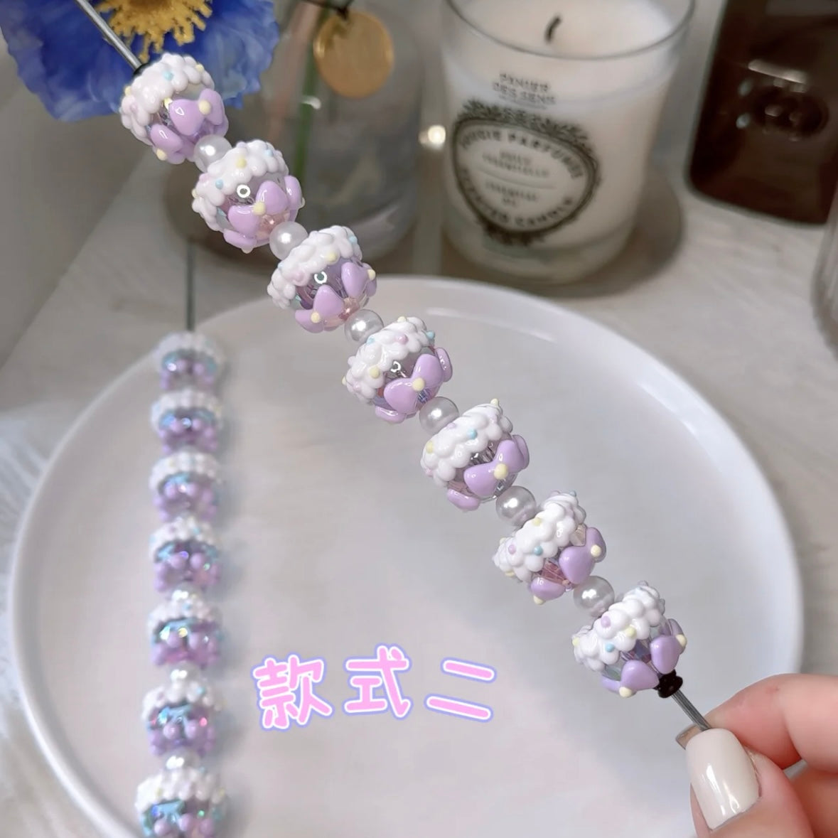 Purple Hand-Painted Beads