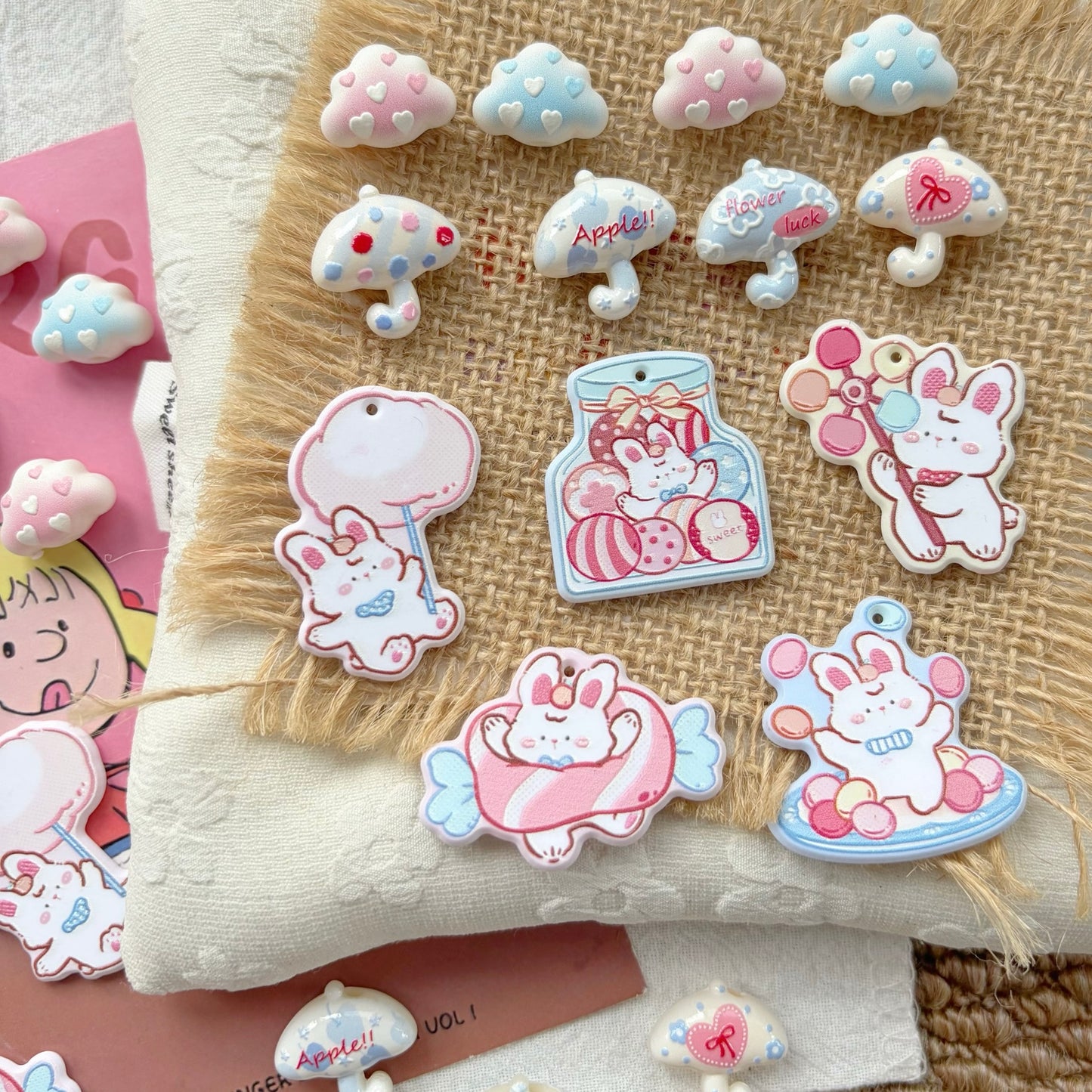 Rabbit Embossed Beads