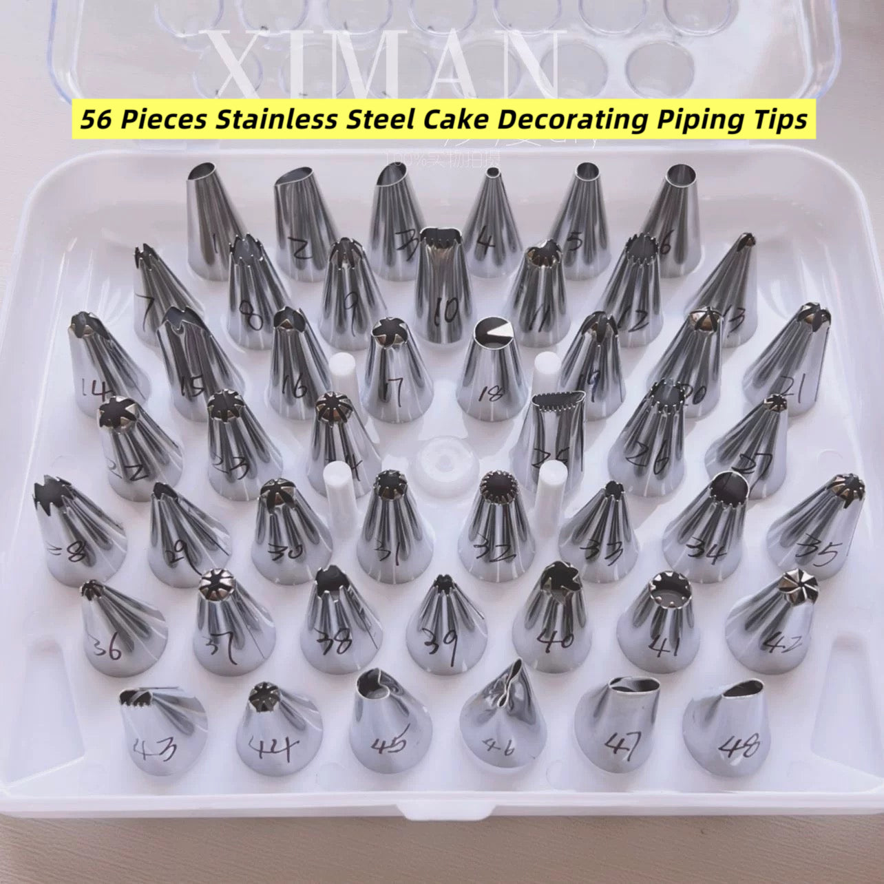 56 Pieces Stainless Steel Cake Decorating Piping Tips