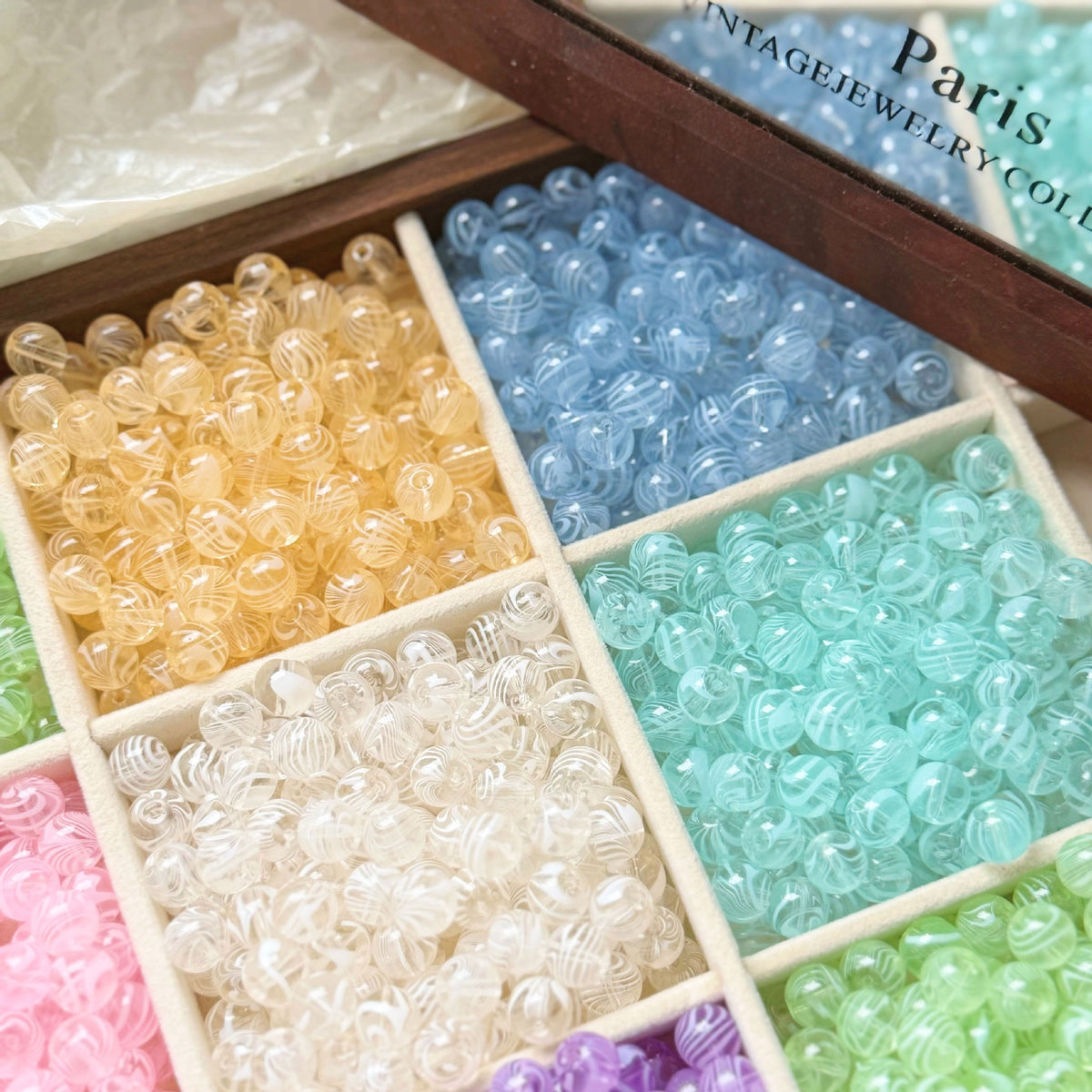 Wood‑Grain Glass Beads
