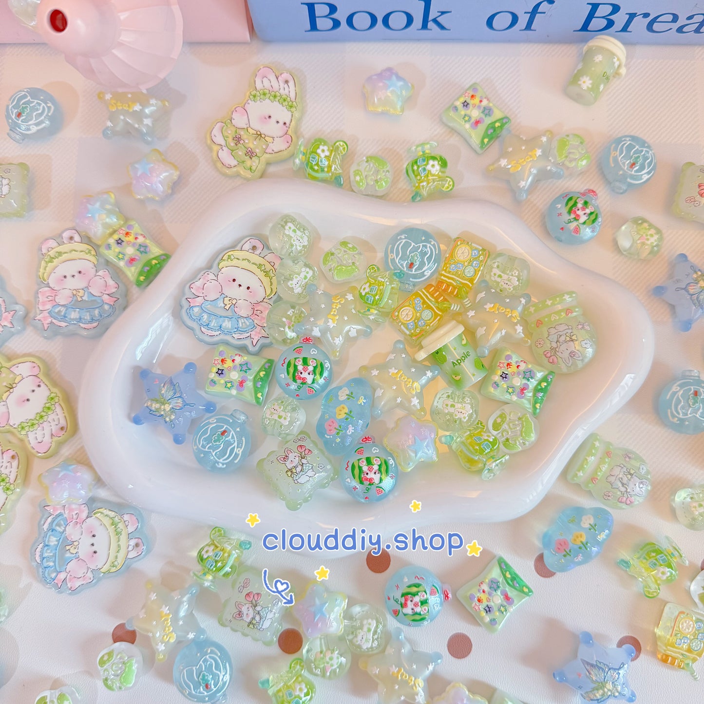 Teal Tone Embossed Beads