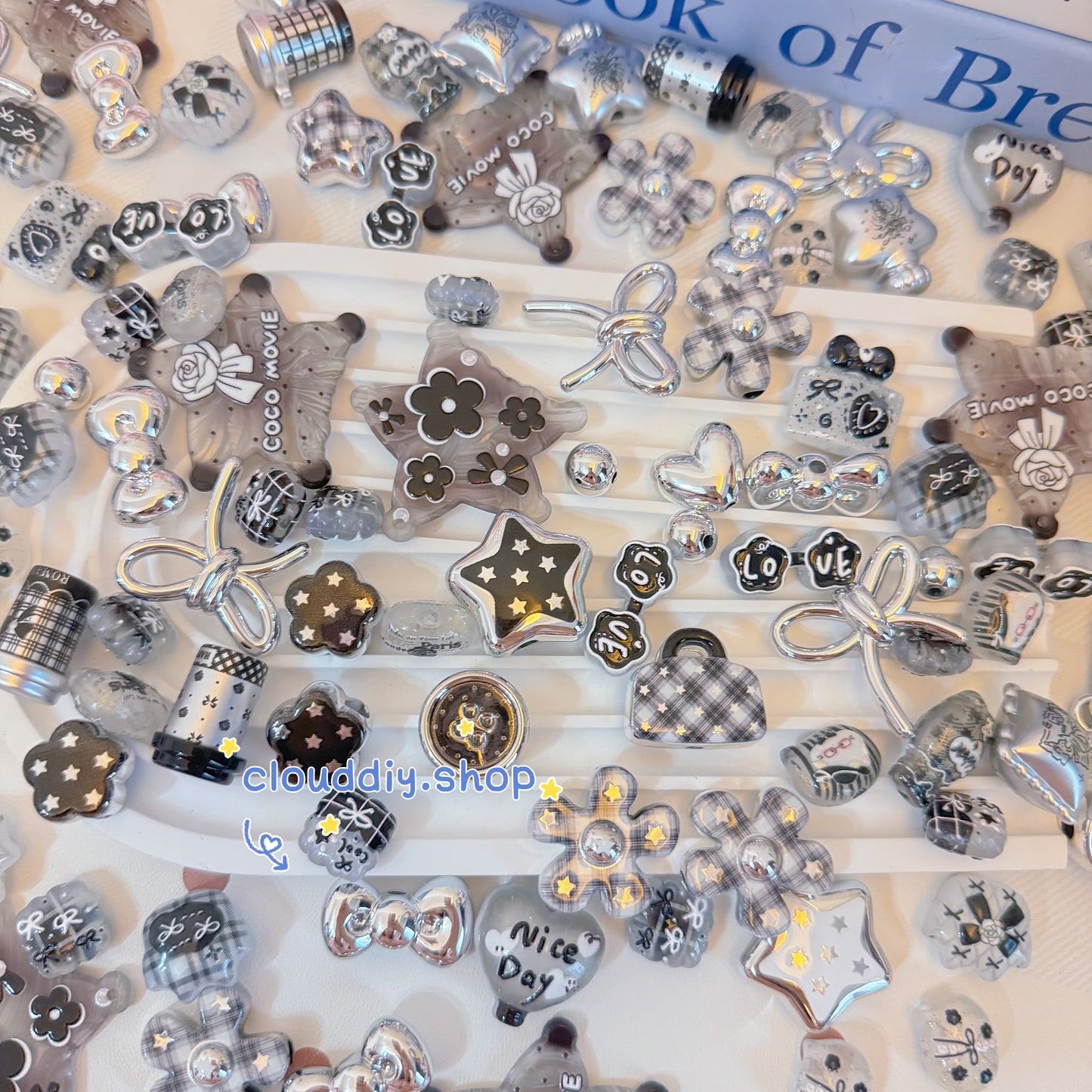 Black Tone Embossed Beads