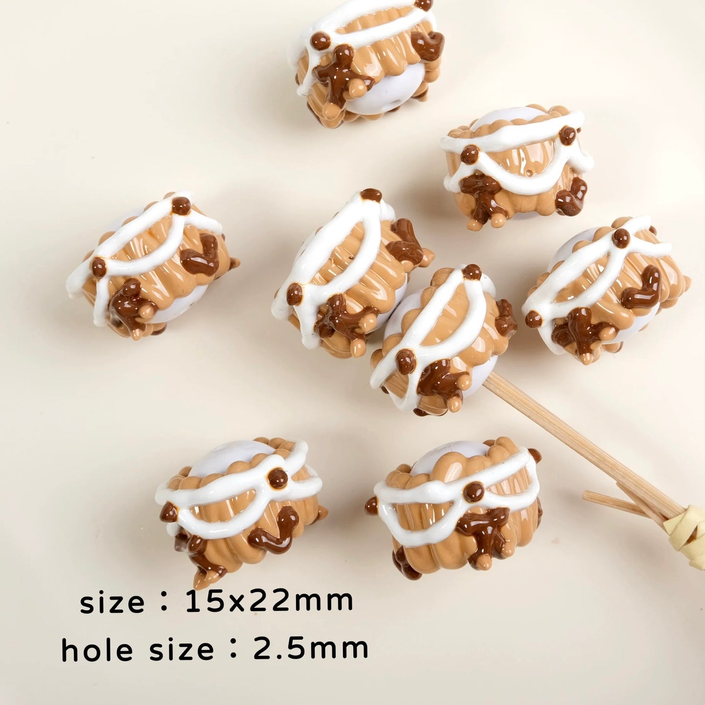 Coffee Color Hand-Painted Beads