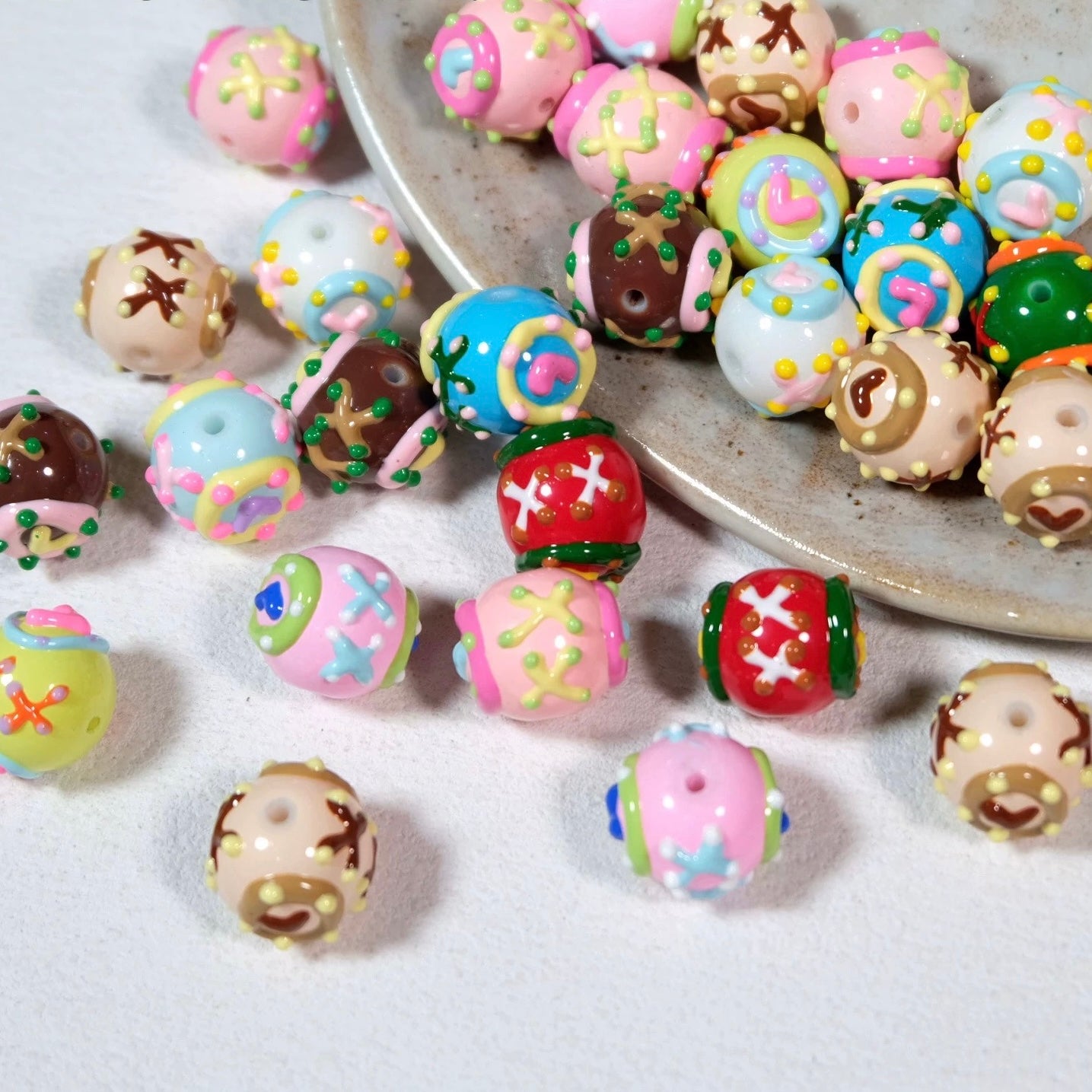 Hand-Painted Colored Love Beads