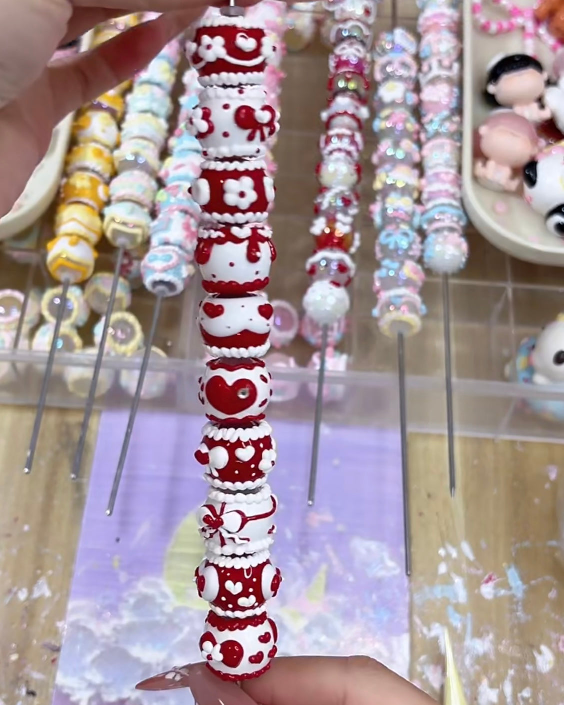 Red Series Hand-Painted Beads