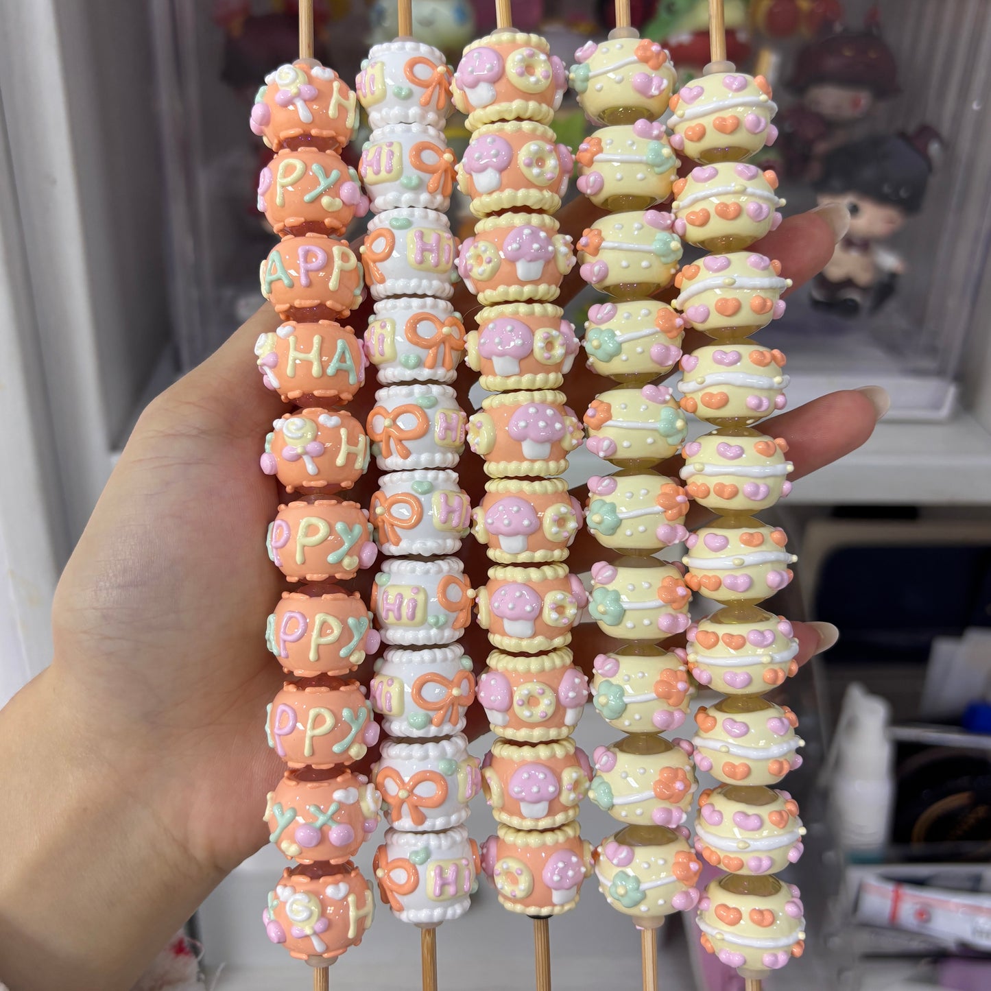 Hand-painted Orange Beads