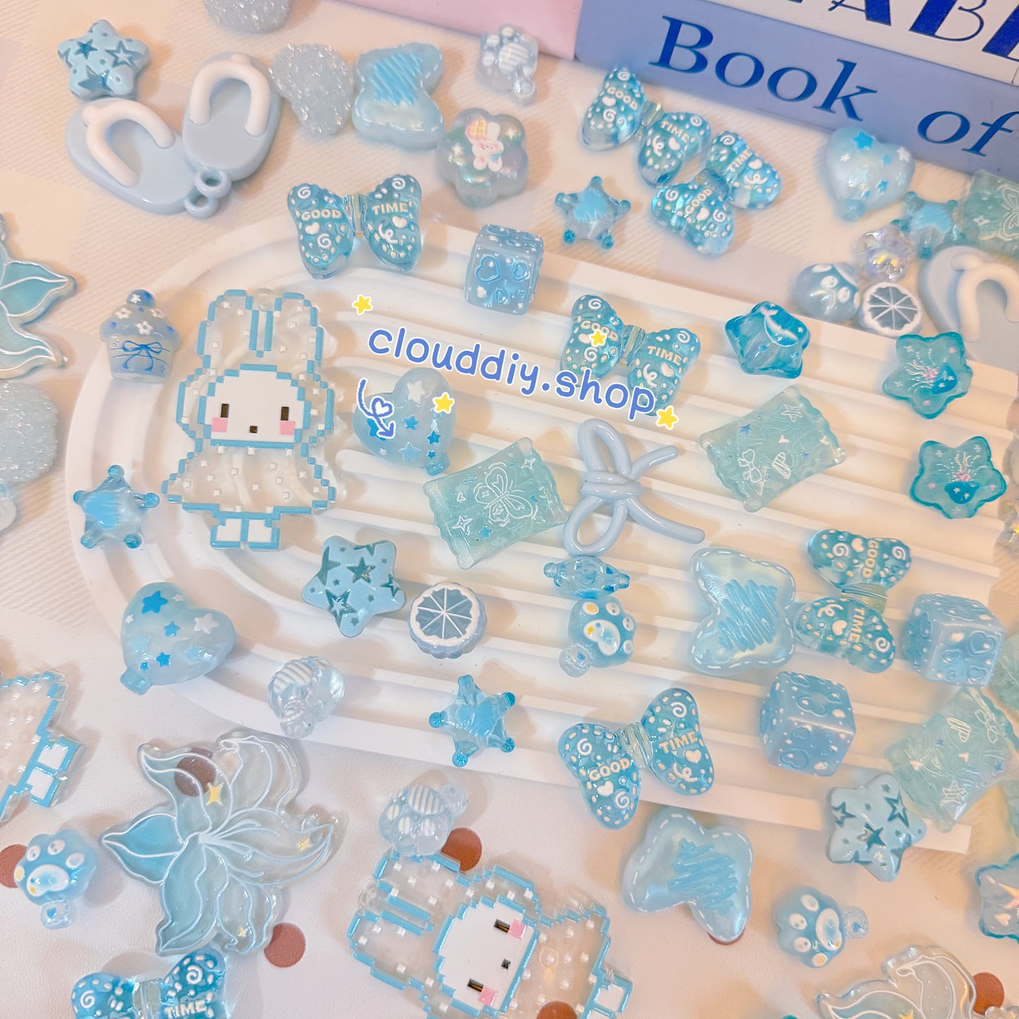 Blue Tone Embossed Beads