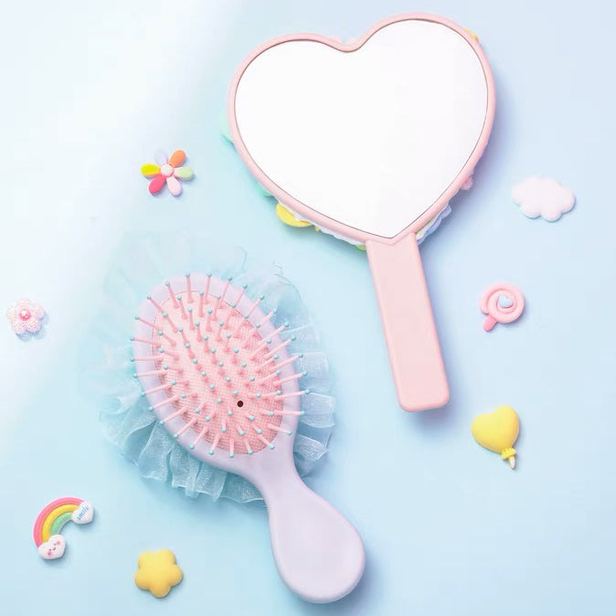 Cream Glue Diy Mirror Comb Set