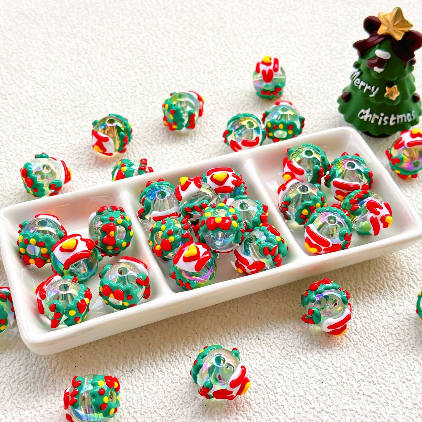 Christmas Collection Of Hand-Painted Beads