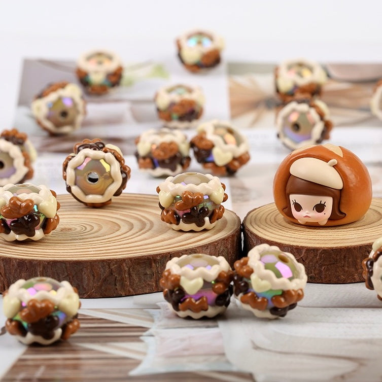 Coffee Colored Hand-Painted Beads