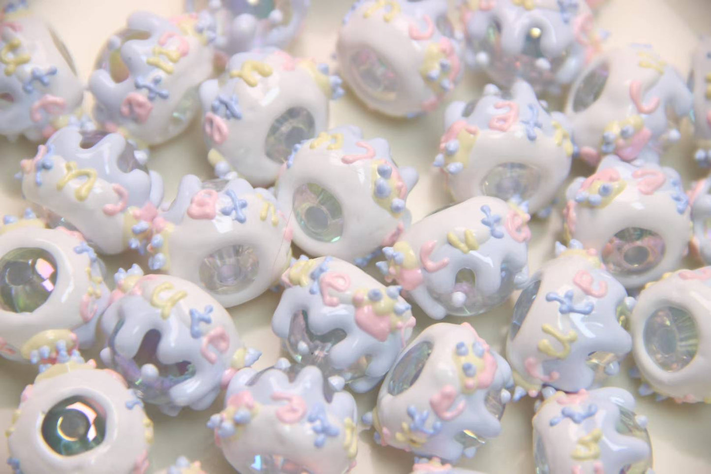 Blue Band-Painted Beads