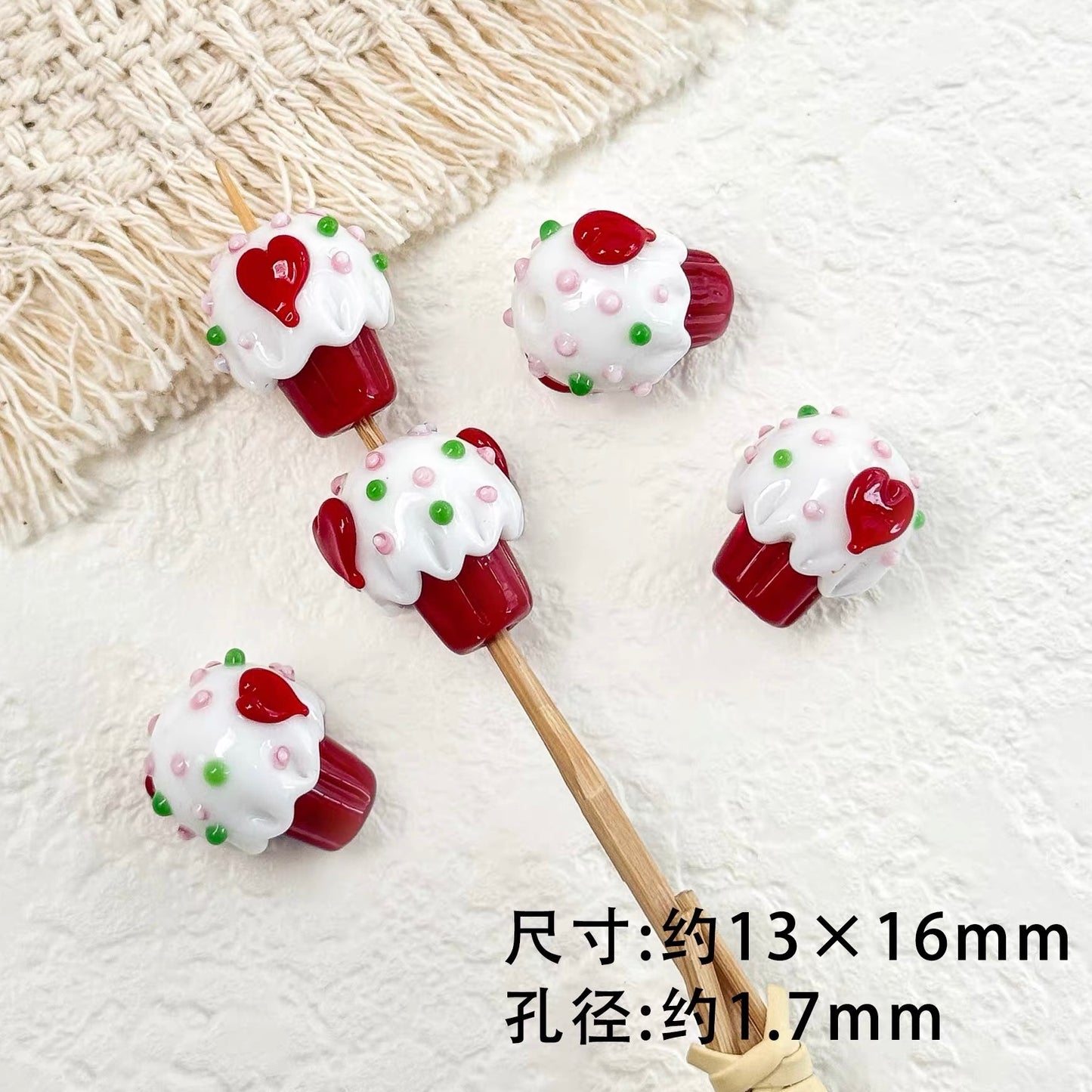 Mushroom Cake Glass Beads