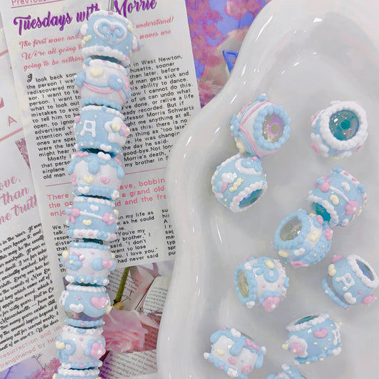 Blue Hand-Painted Beads