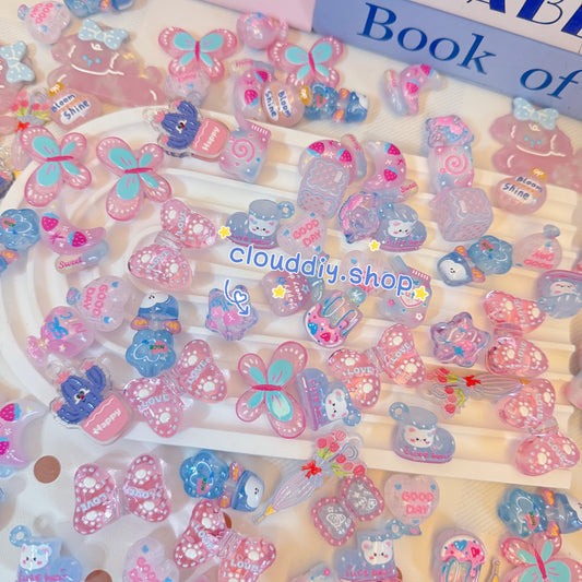 Pastel Blue Tone Embossed Beads