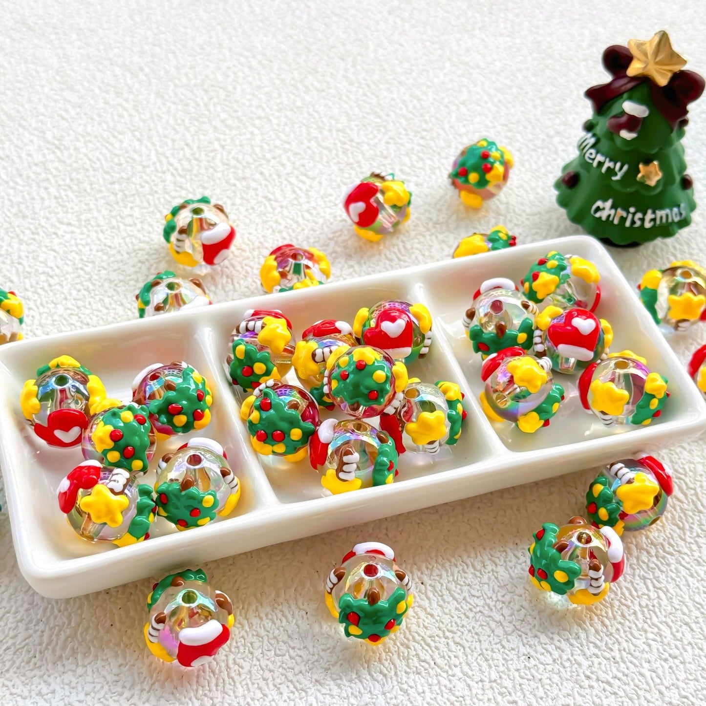 Christmas Collection Of Hand-Painted Beads