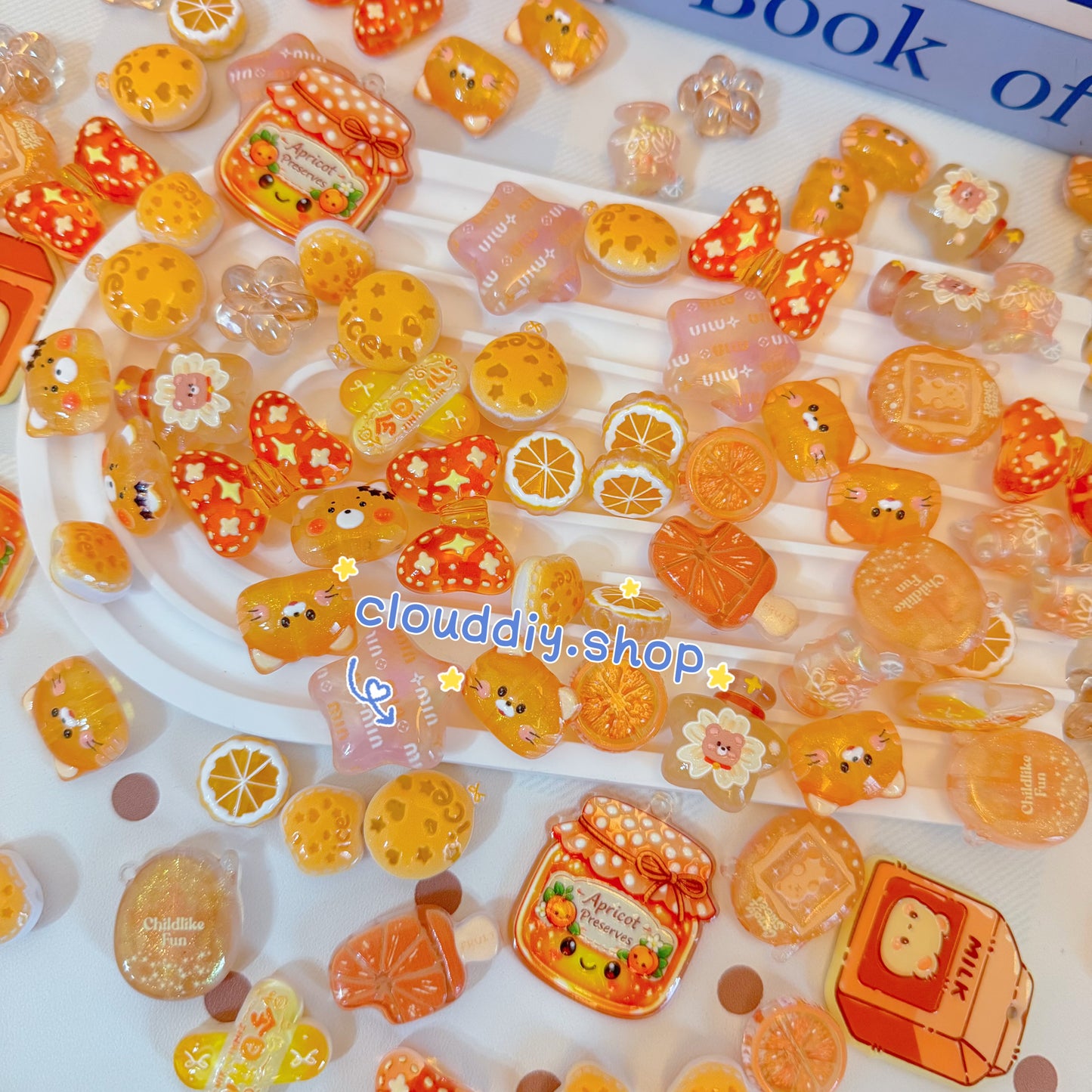 Orange Tone Embossed Beads