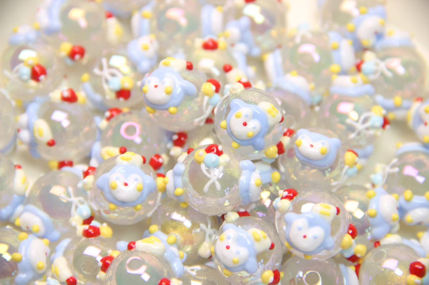 Blue Band-Painted Beads