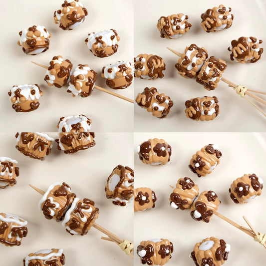 Coffee Color Hand-Painted Beads