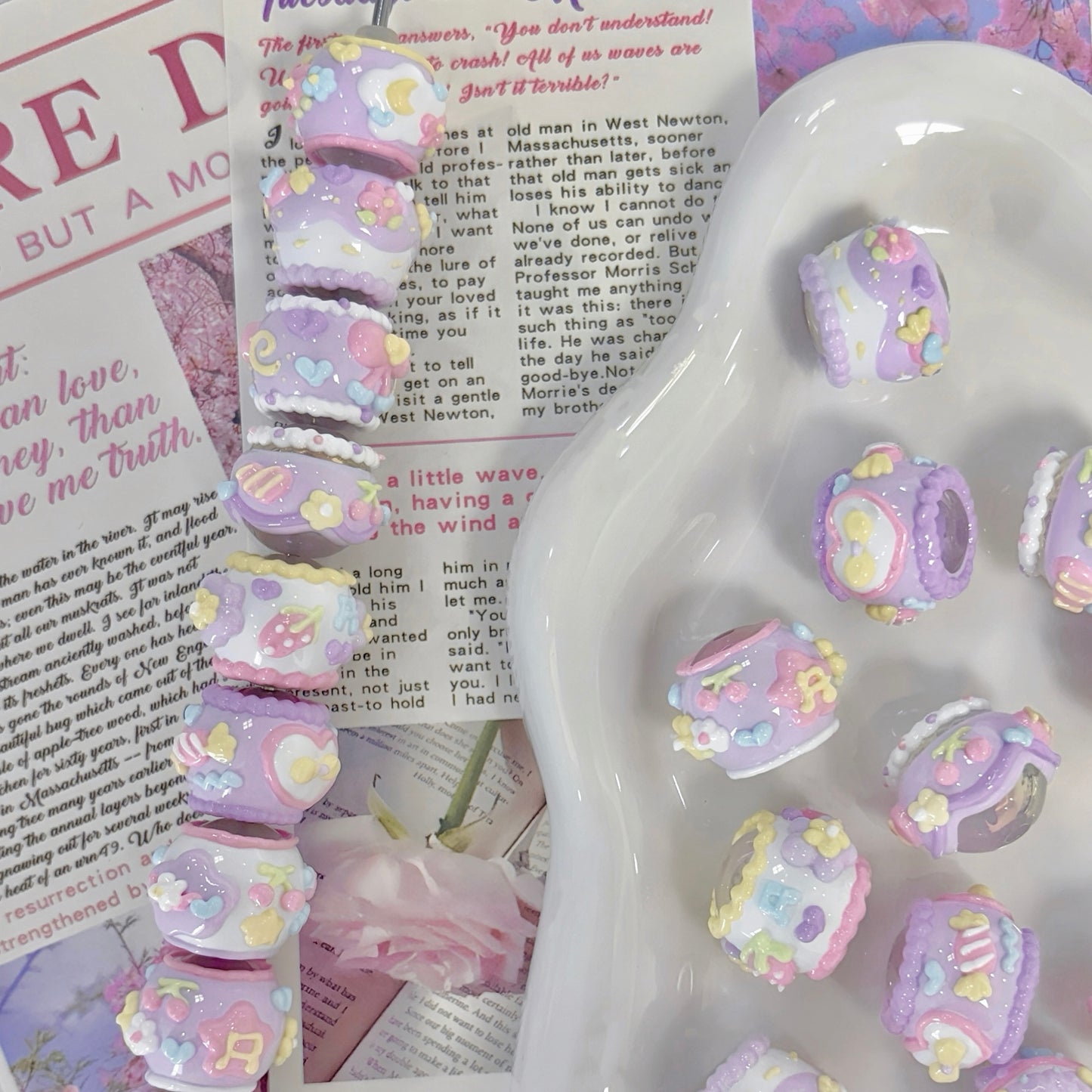 Purple Hand-Painted Beads