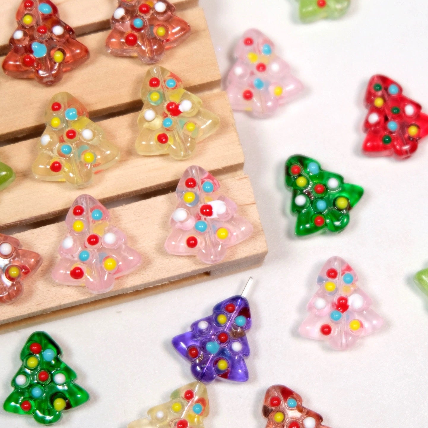 Hand-painted Christmas Tree Beads