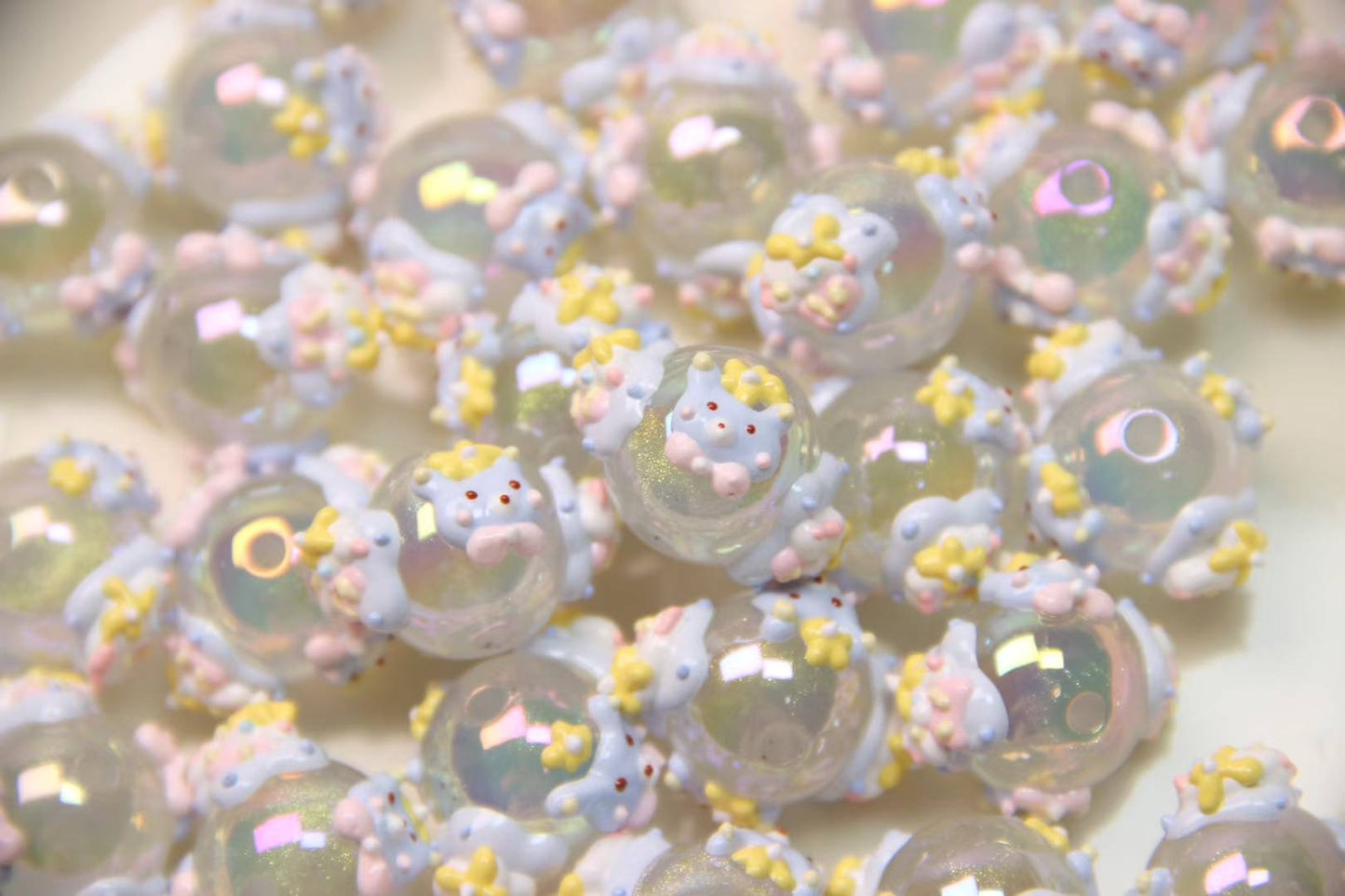 Blue Band-Painted Beads