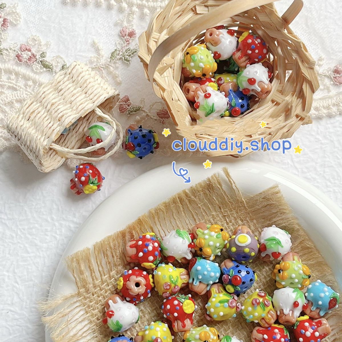 New Glass Mushroom Beads