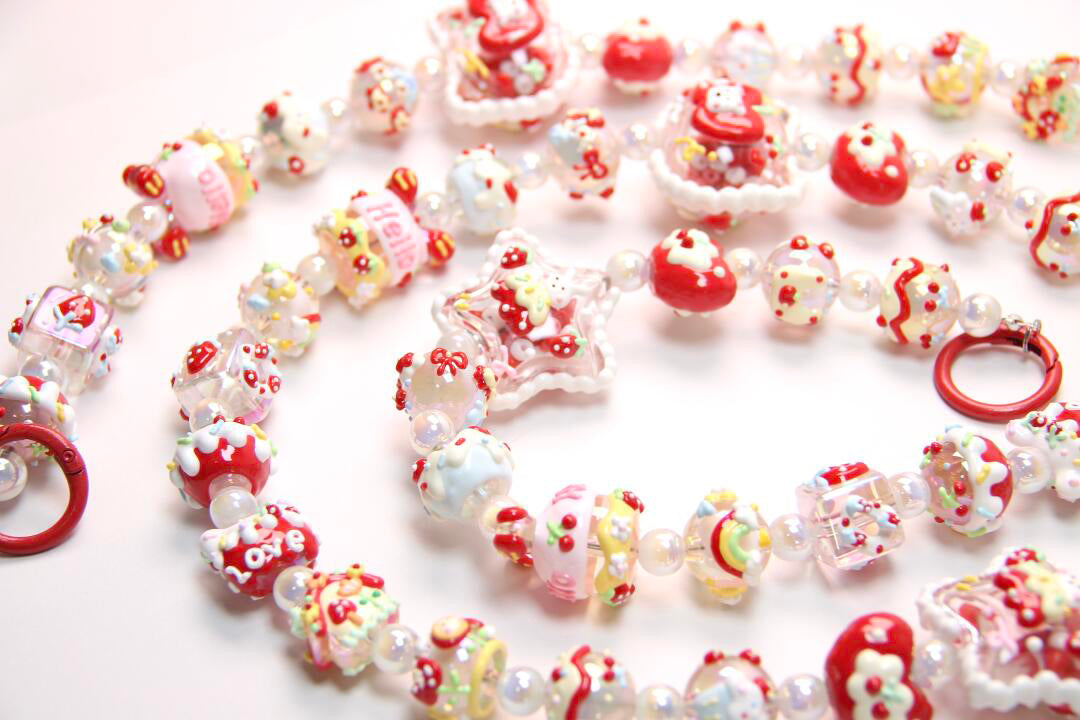 Red Hand-Painted Beads