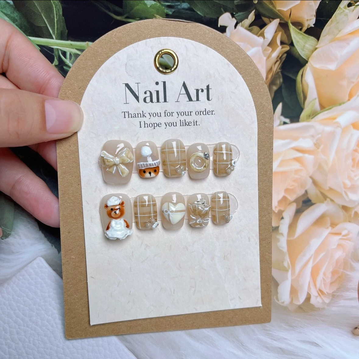 Wedding Dress Bear Nail Art