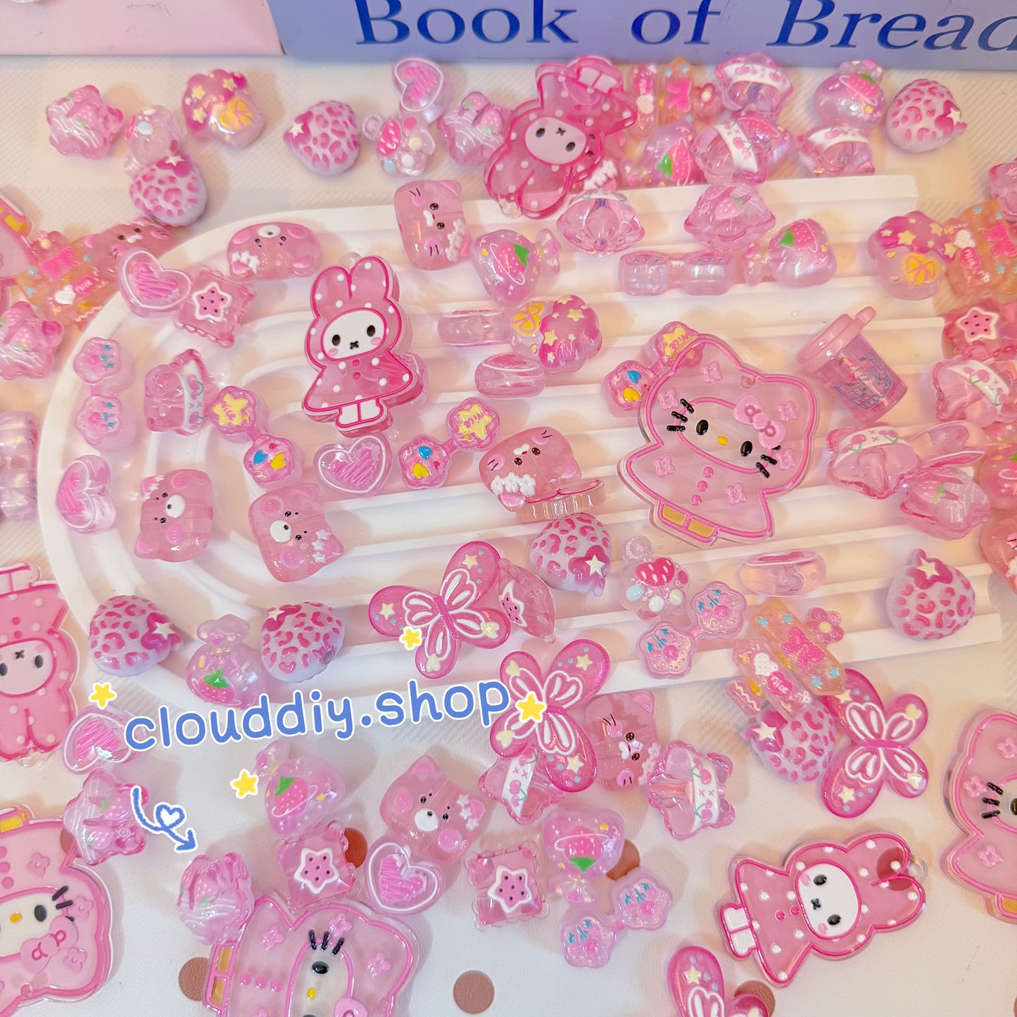 Pink Tone Embossed Beads