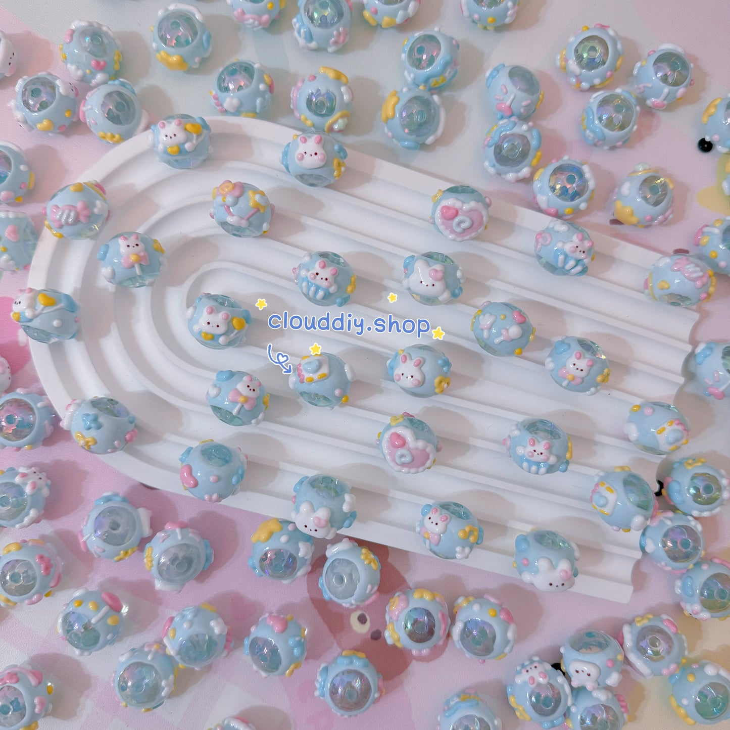 Blue Rabbit Hand-Painted Beads