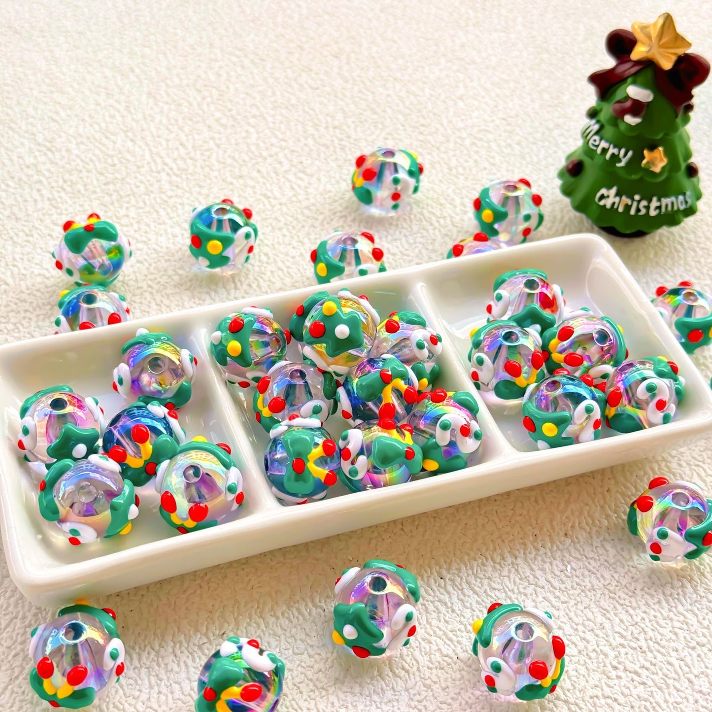 Christmas Collection Of Hand-Painted Beads