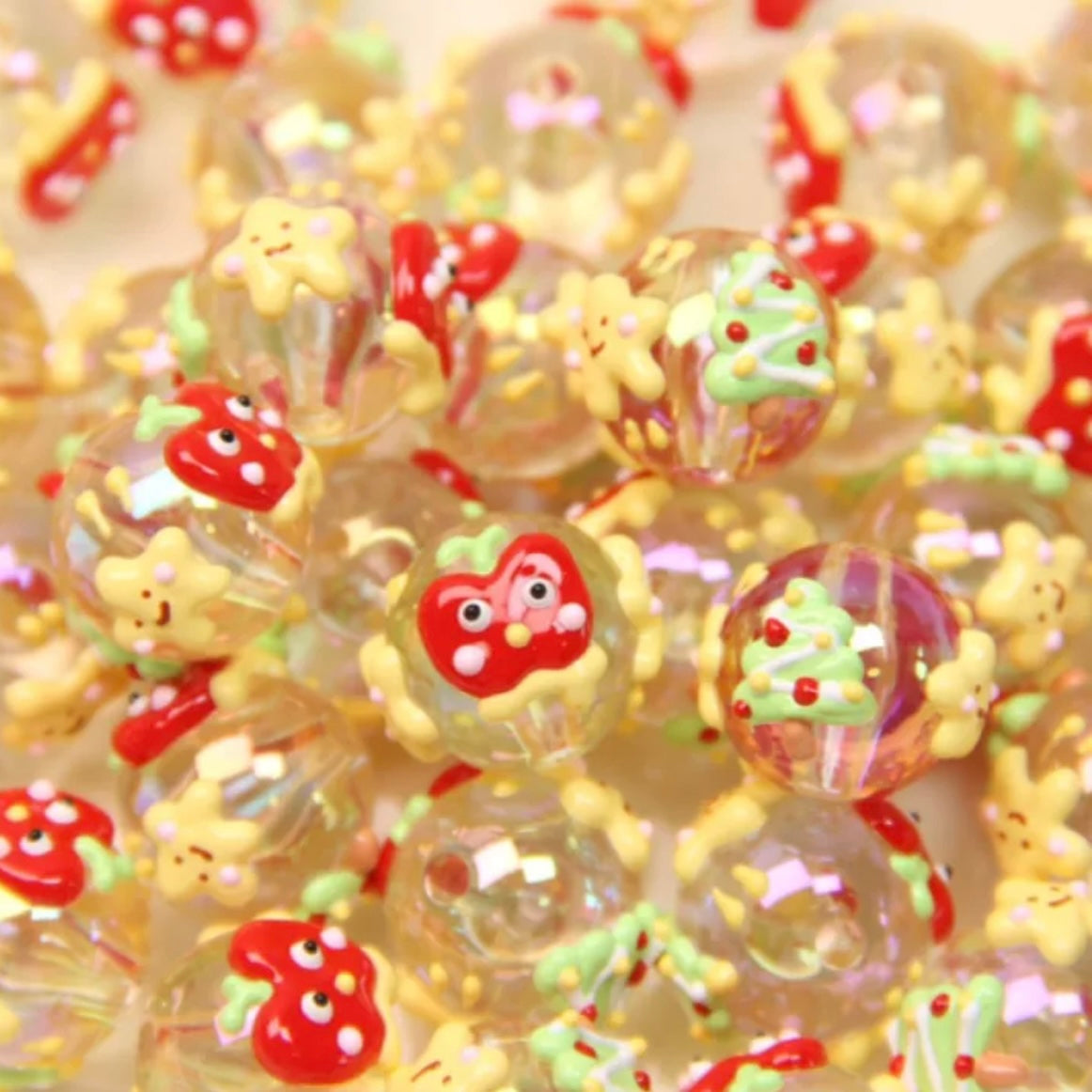 Hand-Painted Beads For Christmas Tree