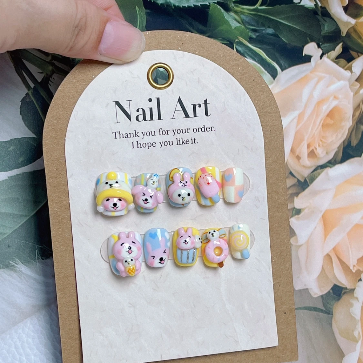 Colorful Bear Nail Art