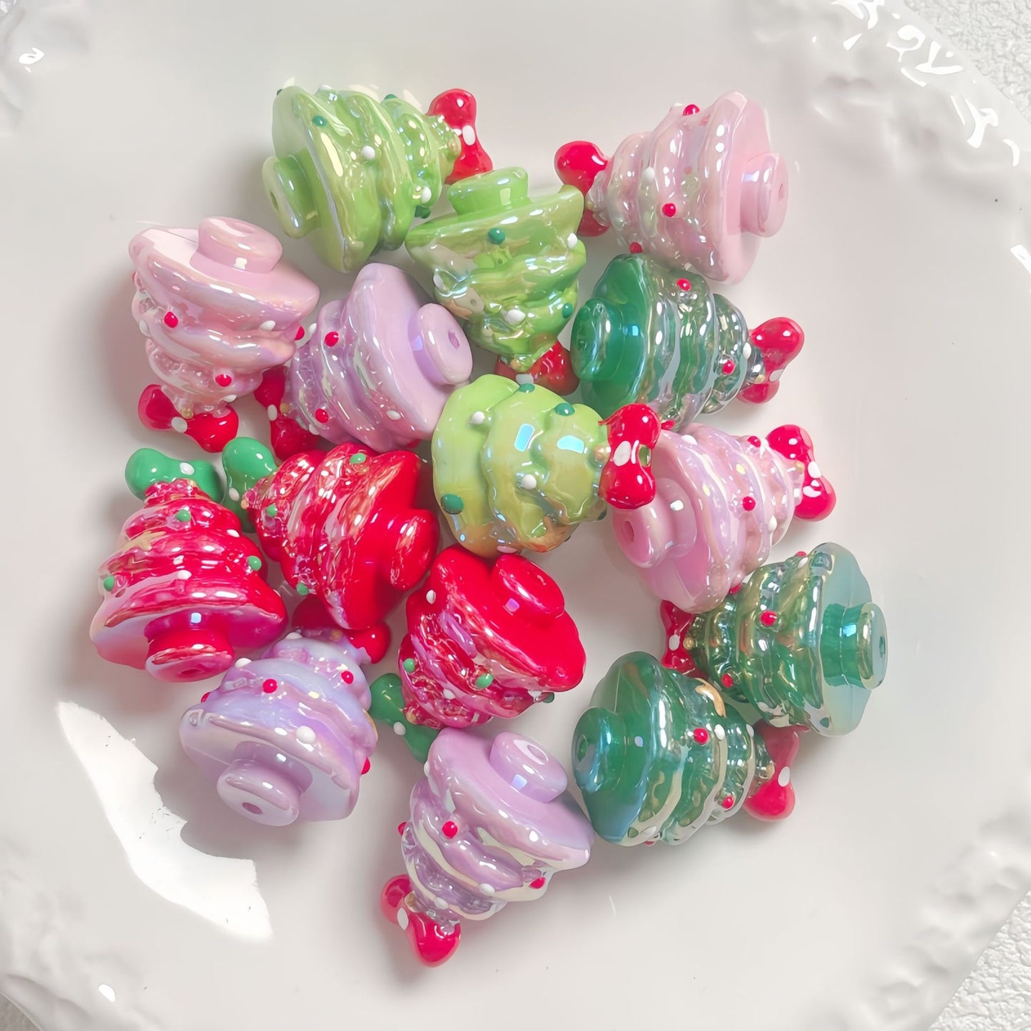 Hand-Painted Beads For Christmas Tree