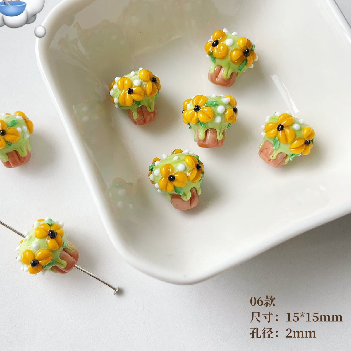 New Glass Mushroom Beads