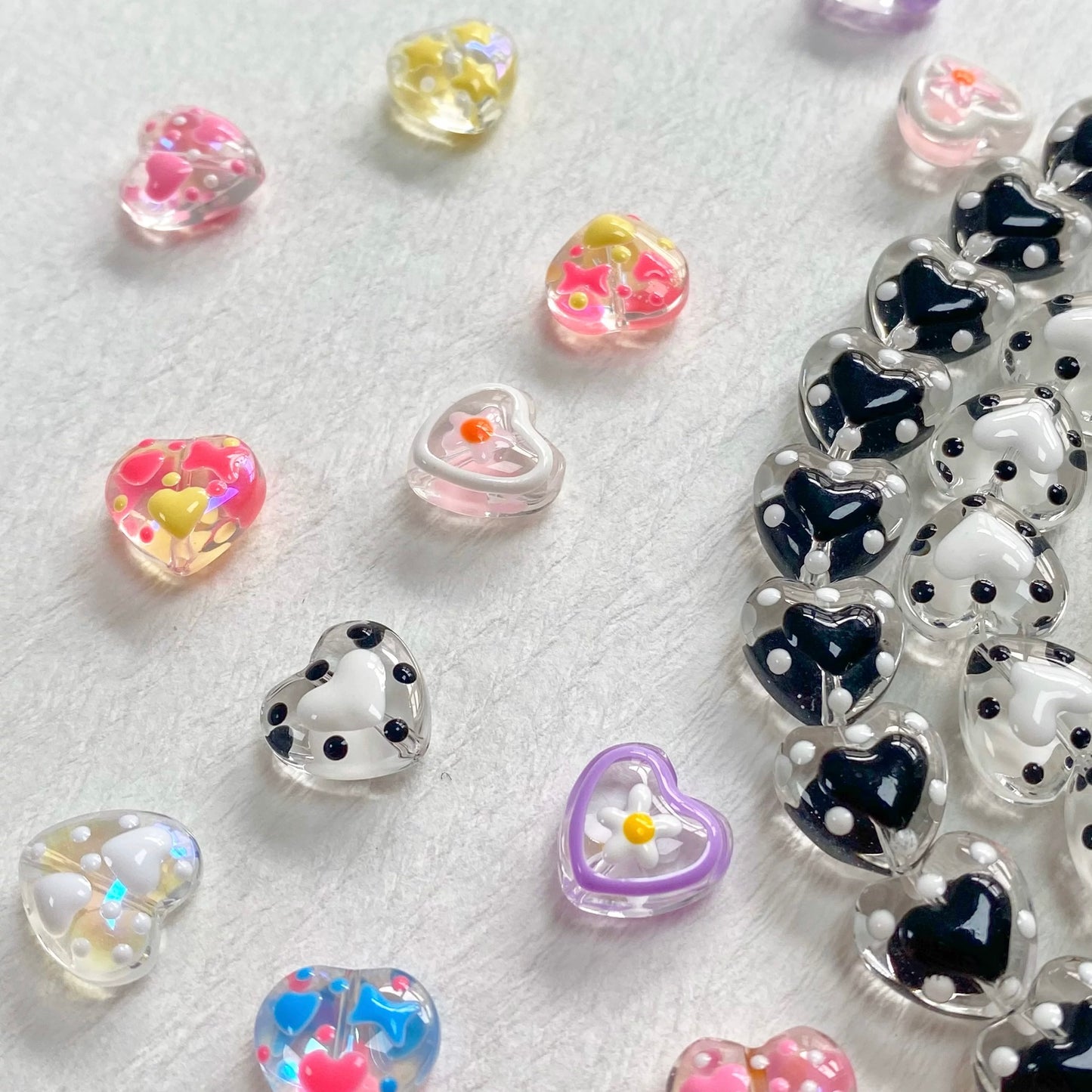 Hand-Painted Star And Heart Beads