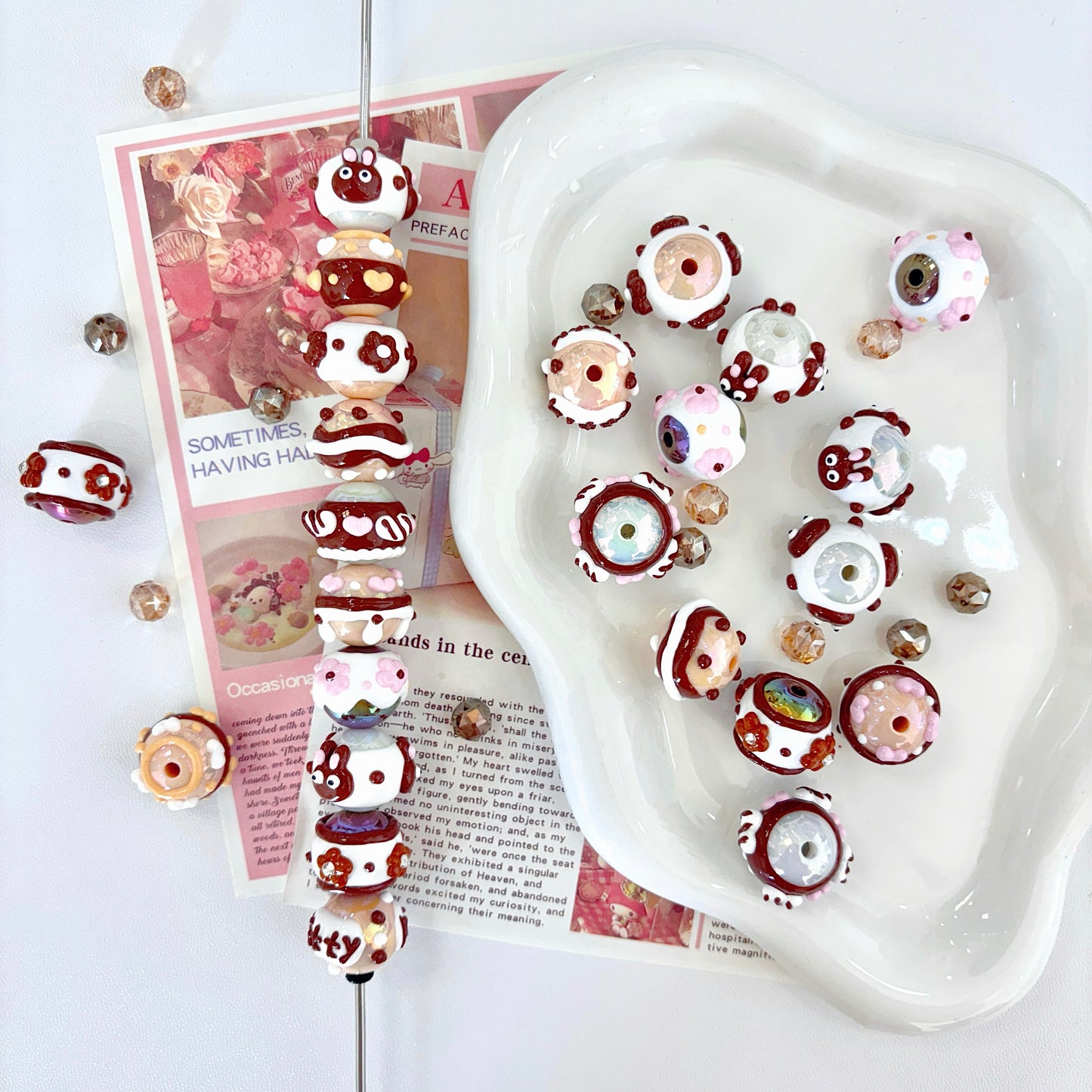 Coffee Color Hand-Painted Beads