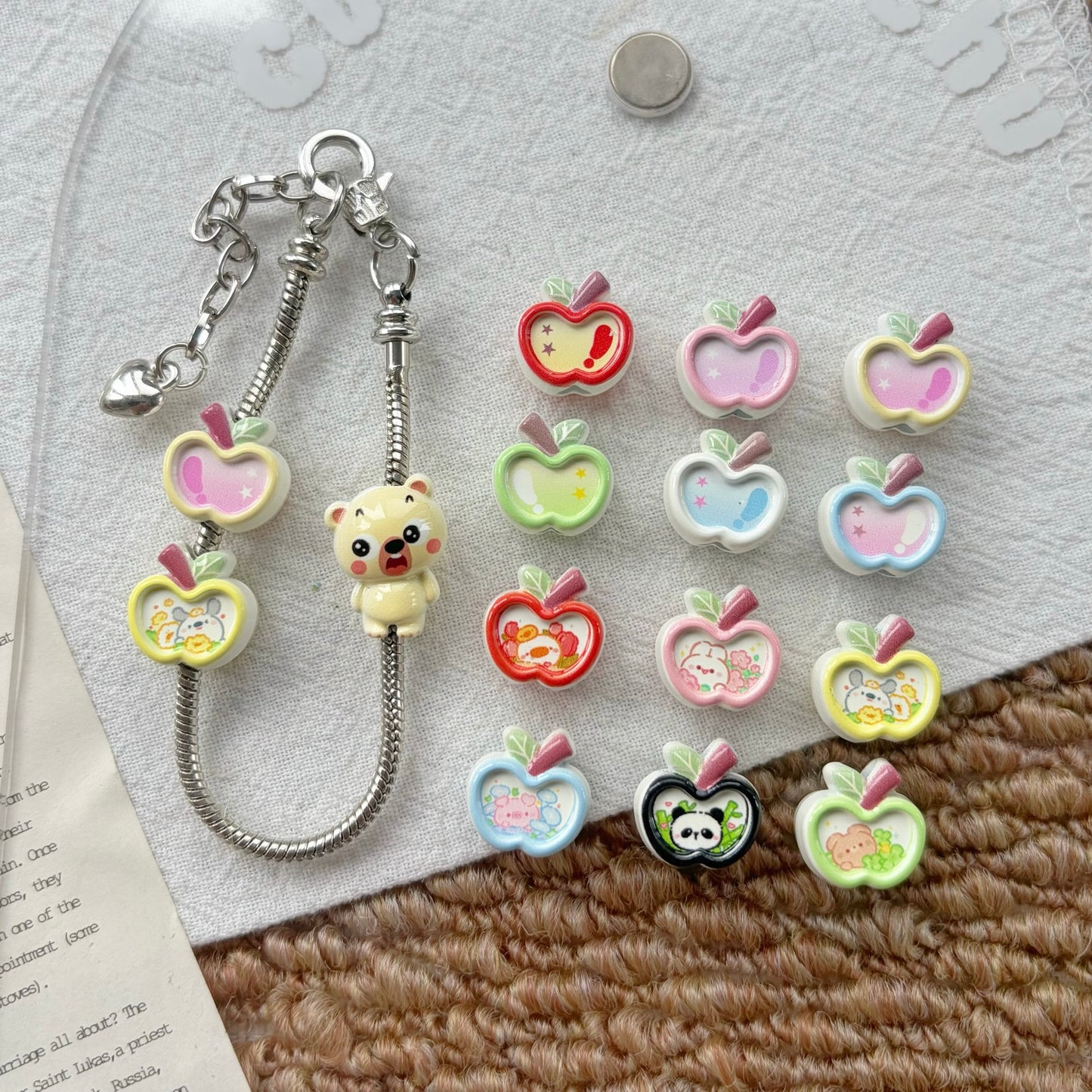 Apple & Bear Alloy Beads